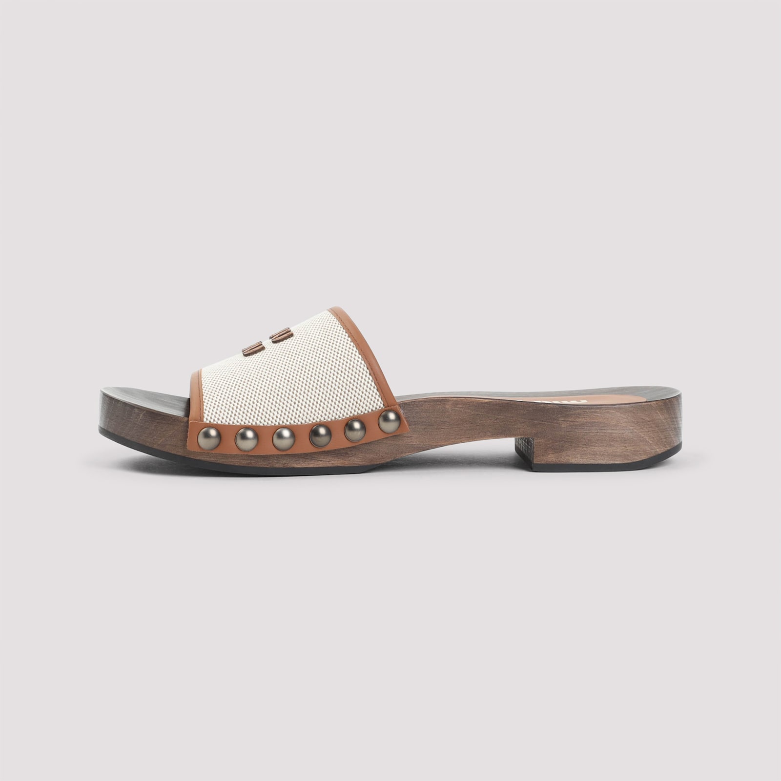 Miu Miu Canvas And Leather Clogs In White
