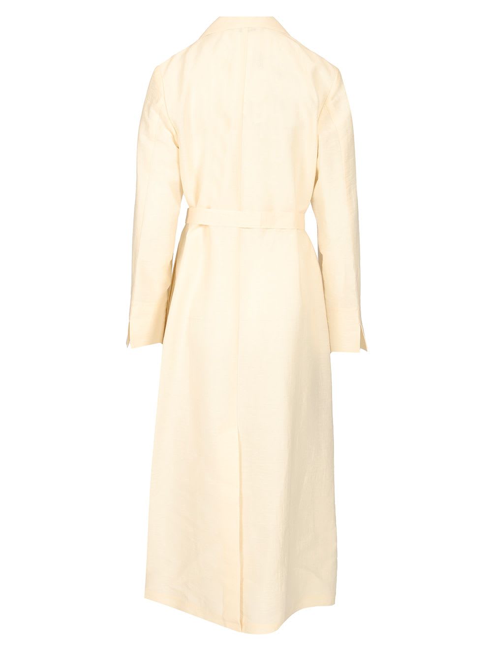 Max Mara Linen And Silk Canvas Overcoat Dresses White