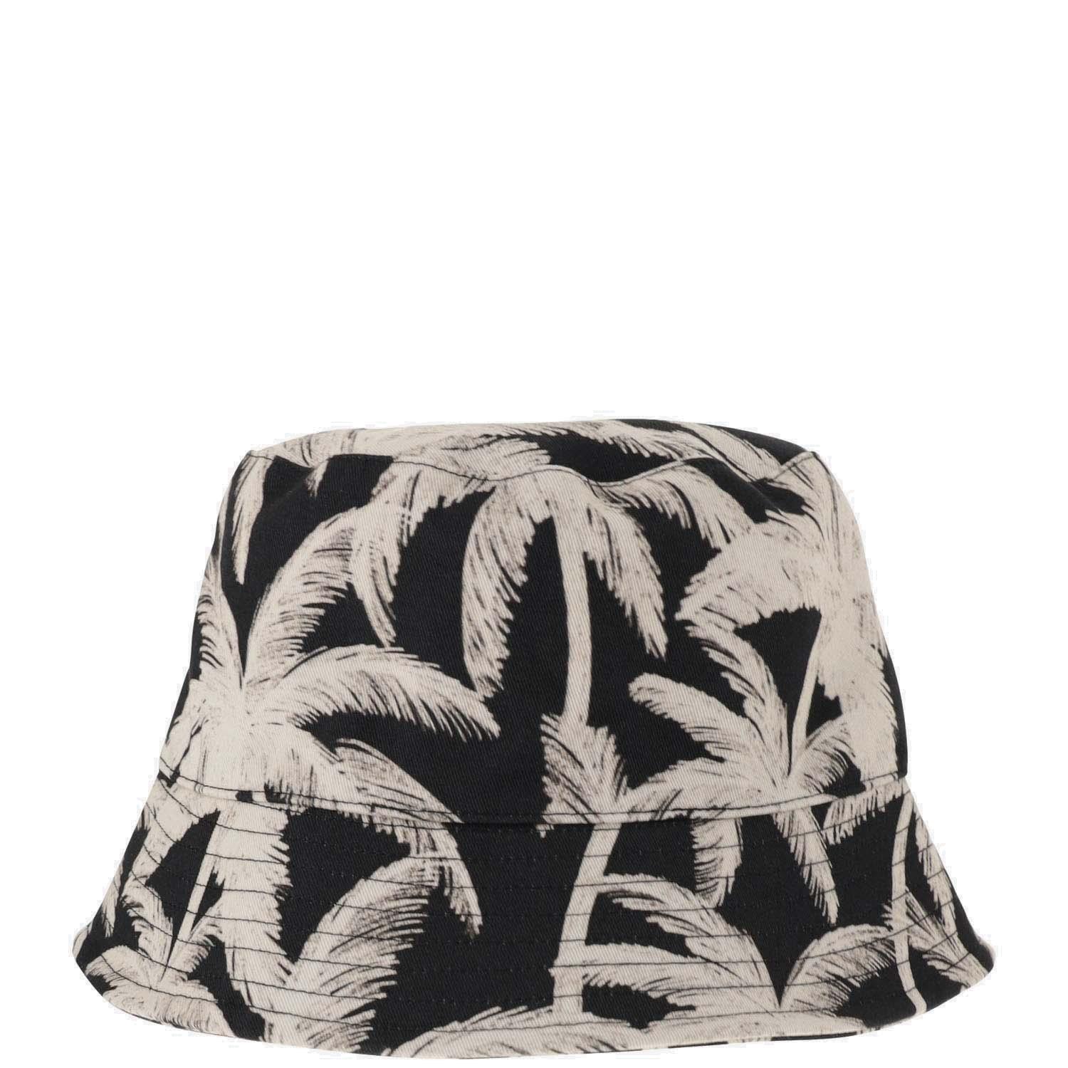 Shop Palm Angels Palm Tree Printed Bucket Hat In White/black