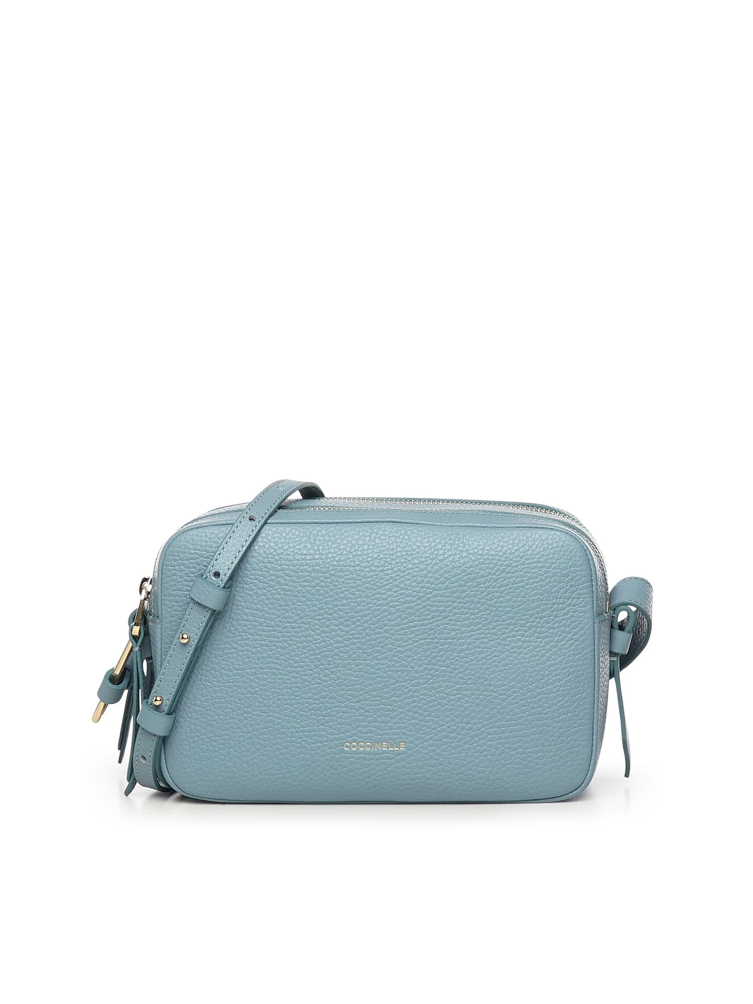 Coccinelle Zip Leather Shoulder Bag In Blue