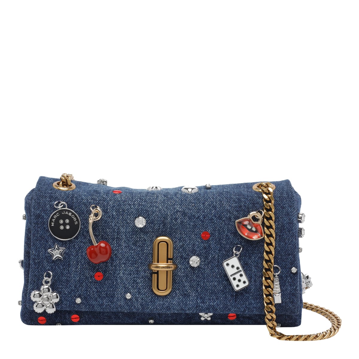 Marc Jacobs The Trinket Charm Denim Dual Chain Mini Bag In Blue