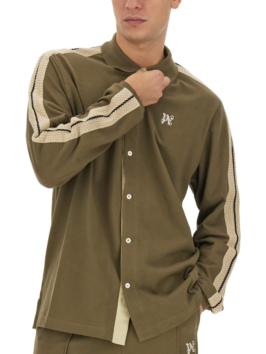 Shop Palm Angels Monogram Shirt In Military Green