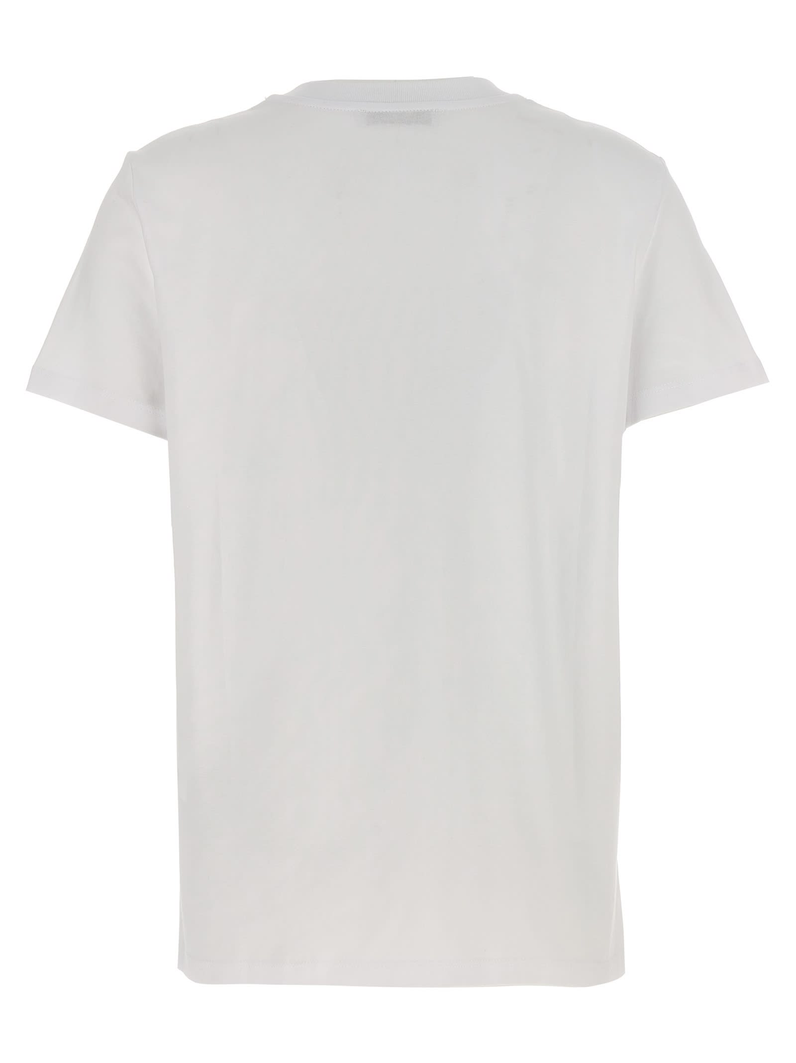 Max Mara Women 'papaia' White Crewneck T-shirt With Tonal Logo Embroidery On The Front In Cotton Wom In White