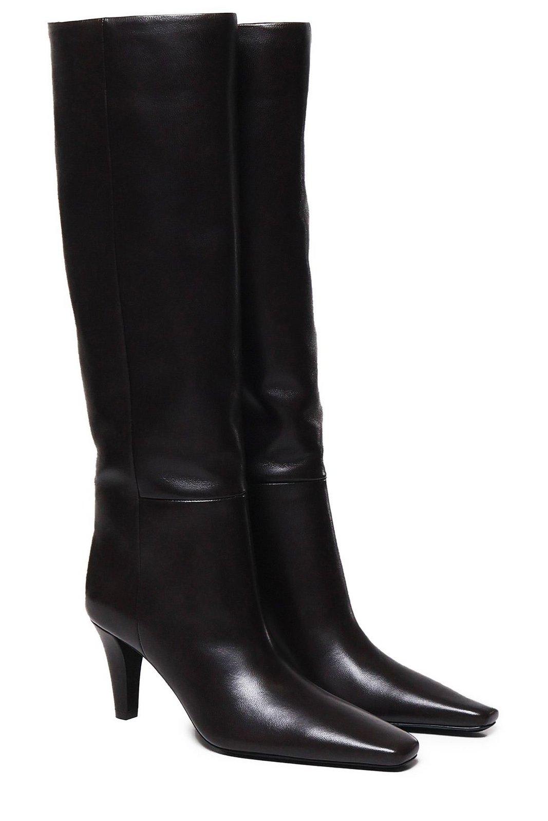 Shop Saint Laurent Jill Pointed-toe Boots In Brown