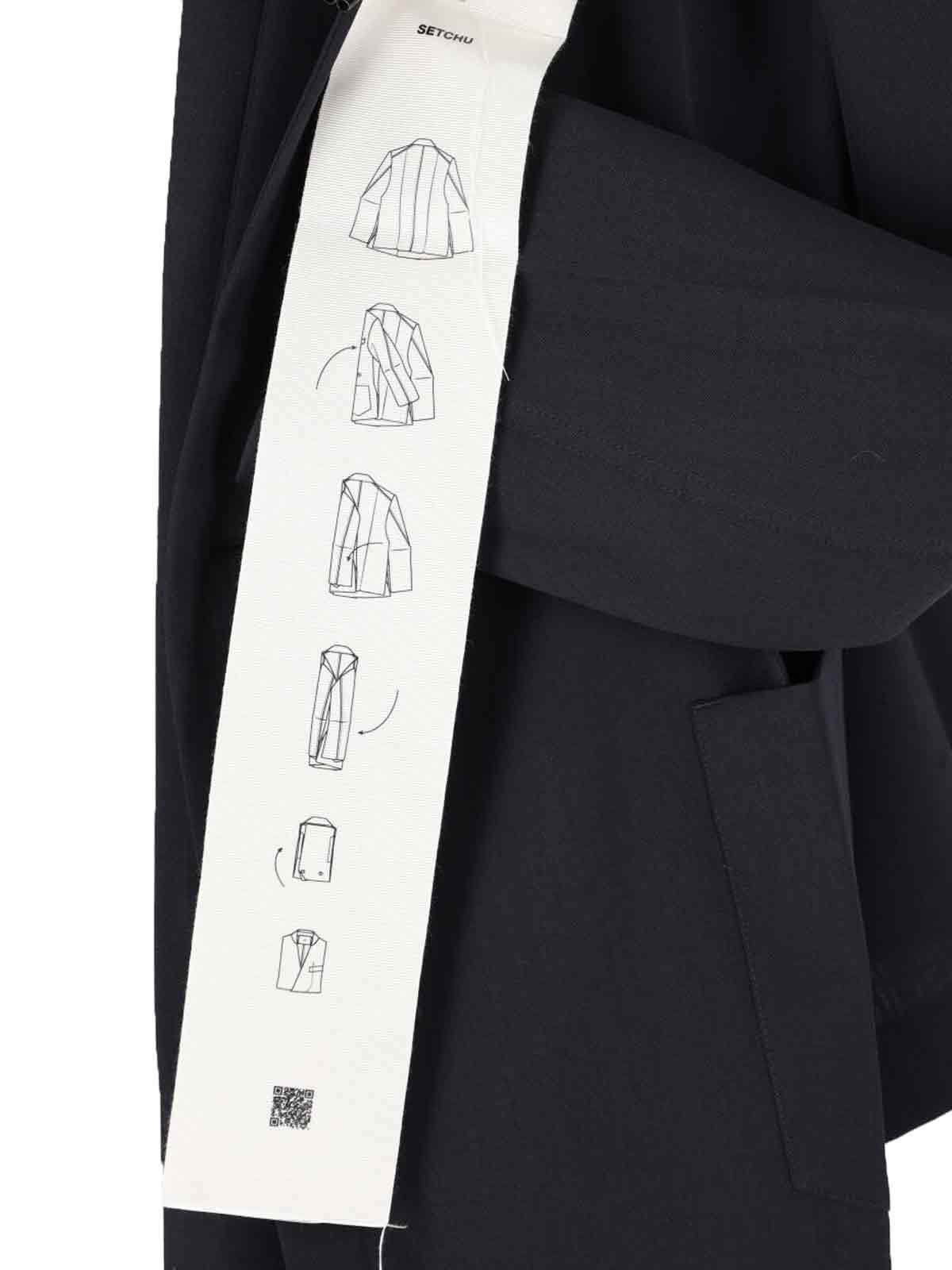 Setchu Double-breasted Blazer In Blue