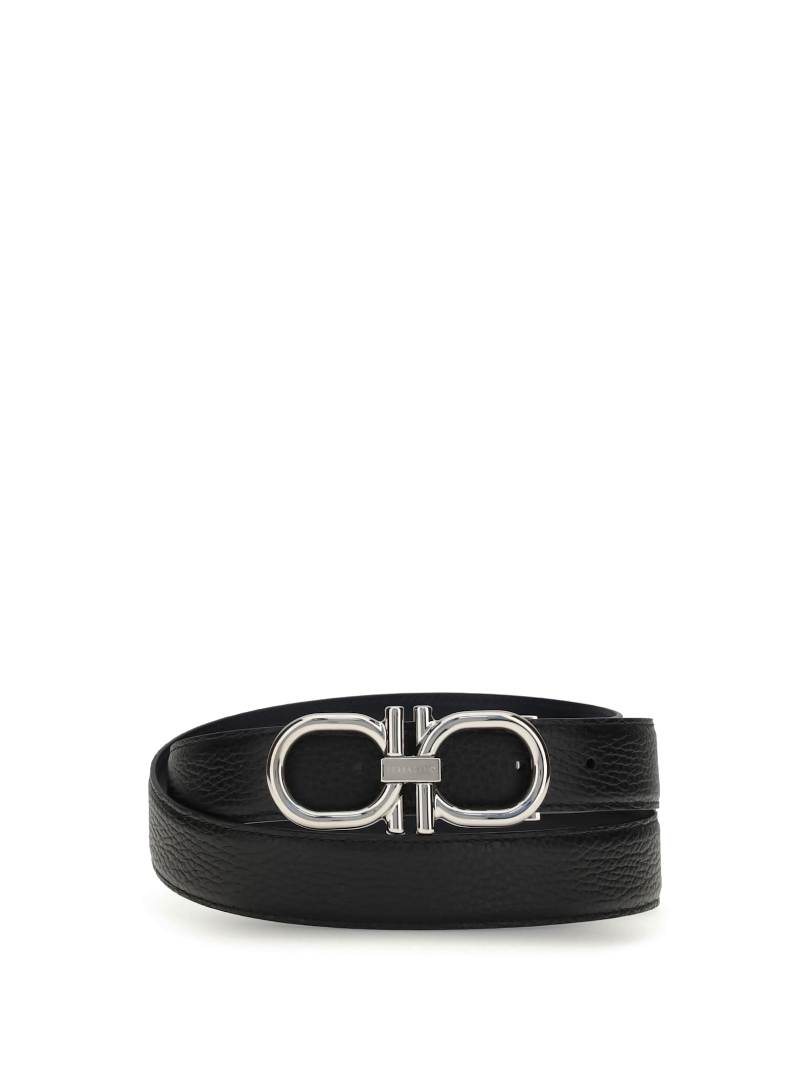 Ferragamo Men Gancini Reversible Belt In Black