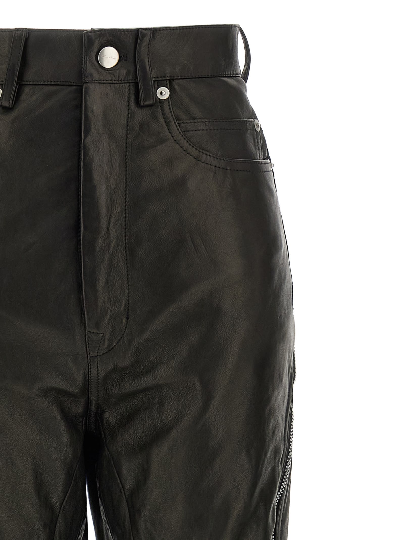 Rick Owens Bolan Banana Zip-detail High-waisted Leather Trousers In Black