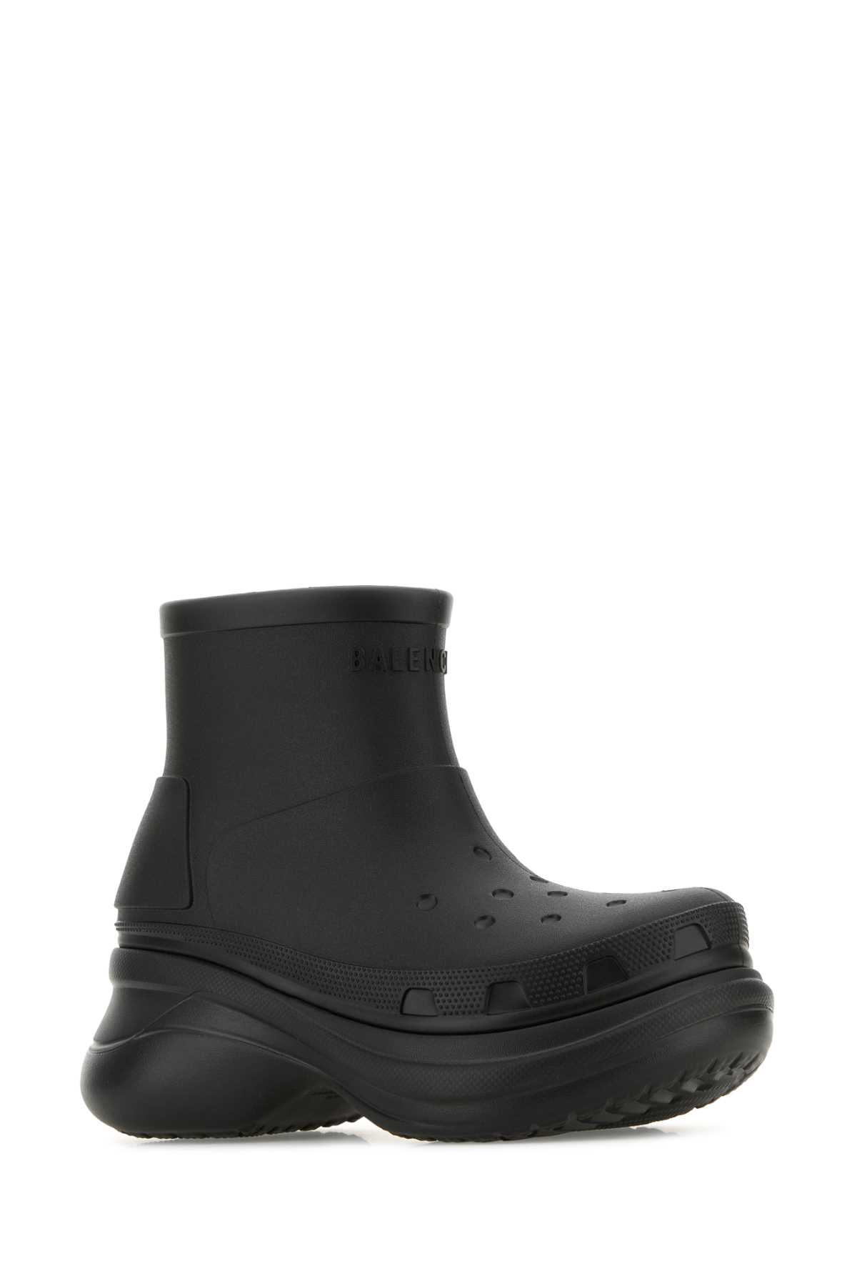 Shop Balenciaga Black Rubber  X Crocsâ ¢ Ankle Boots