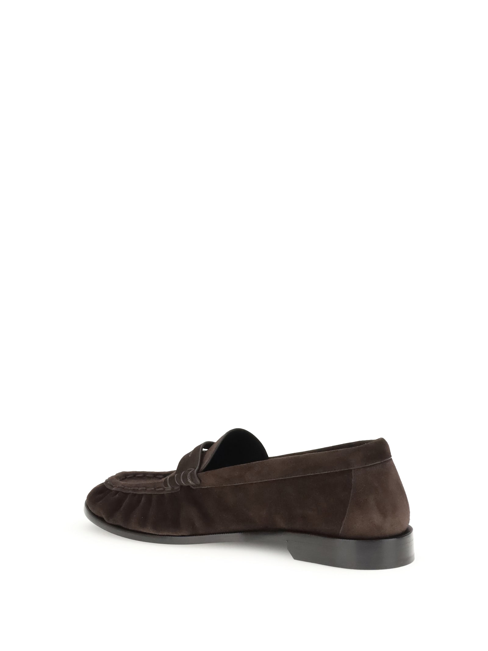 Saint Laurent Cassandre-detail Suede Loafers In Brown
