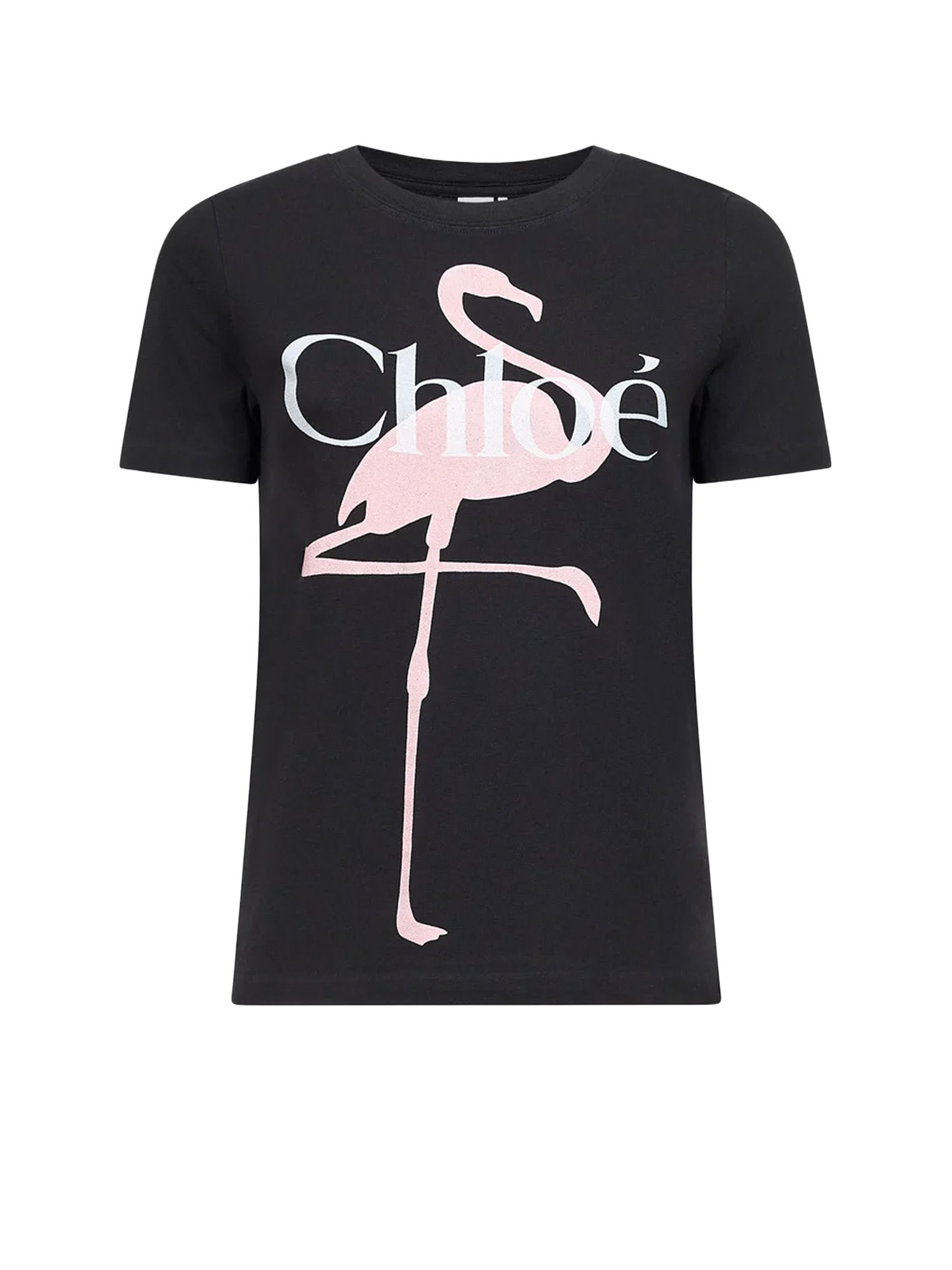 Chloé Cotton T-shirt With Print In Black