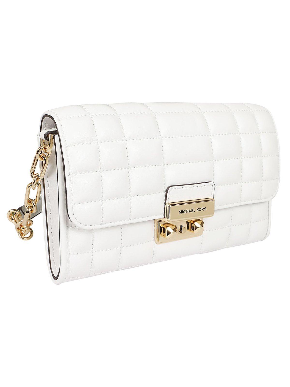 Shop Michael Kors Tribeca Large Crossbody Bag In Optic White