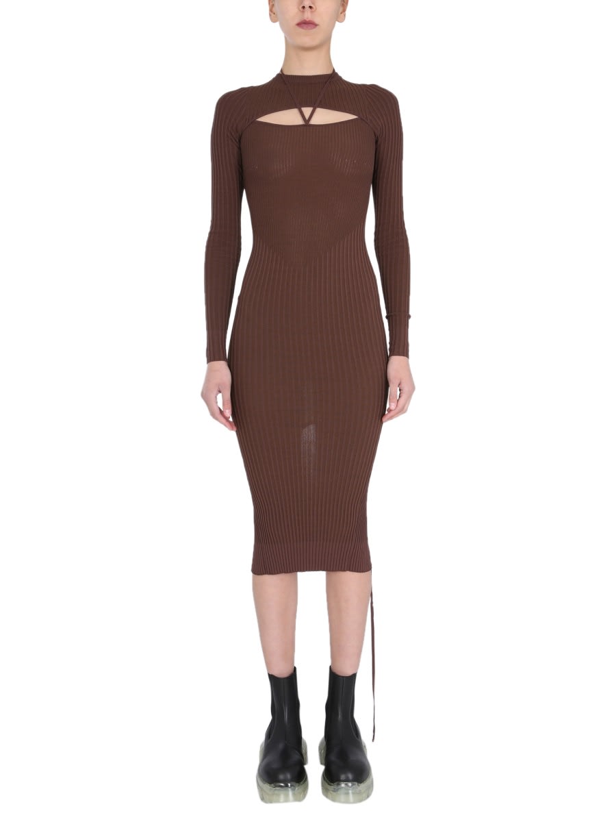 Shop Andreädamo Dress With Cut Out Detail In Brown