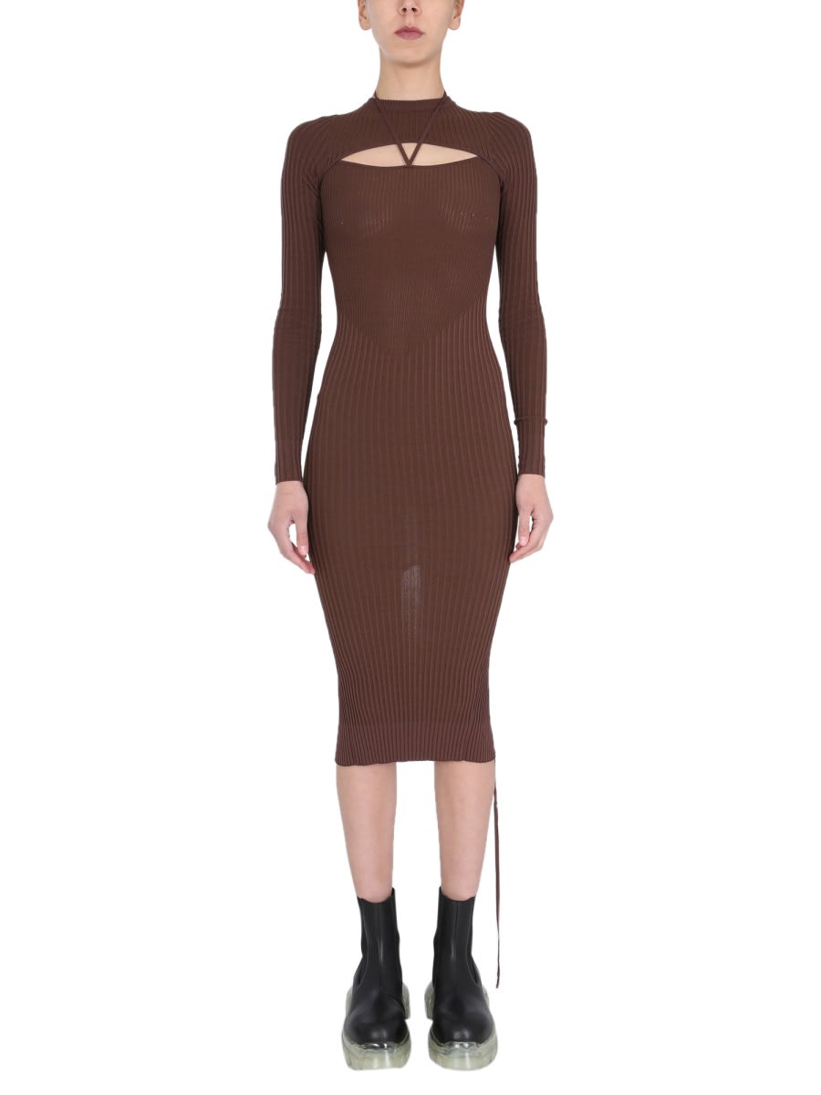 Andreädamo Andreādamo Dress With Cut Out Detail In Brown