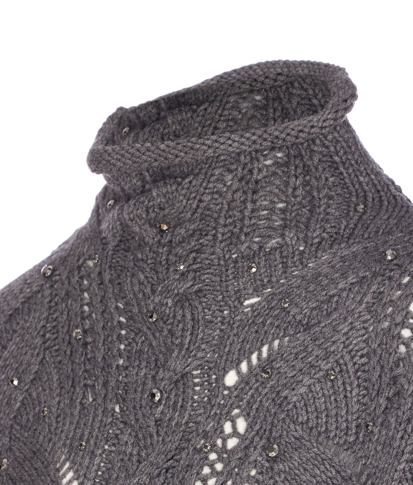 Liu •jo Turtleneck With Jewel Stones In Gray