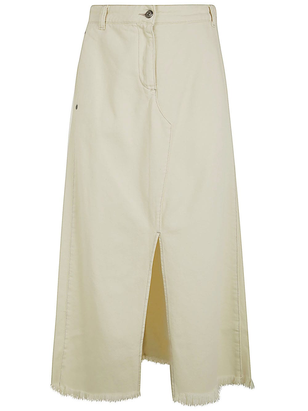 Antonelli Iago Denim Skirt With Slit In Cream