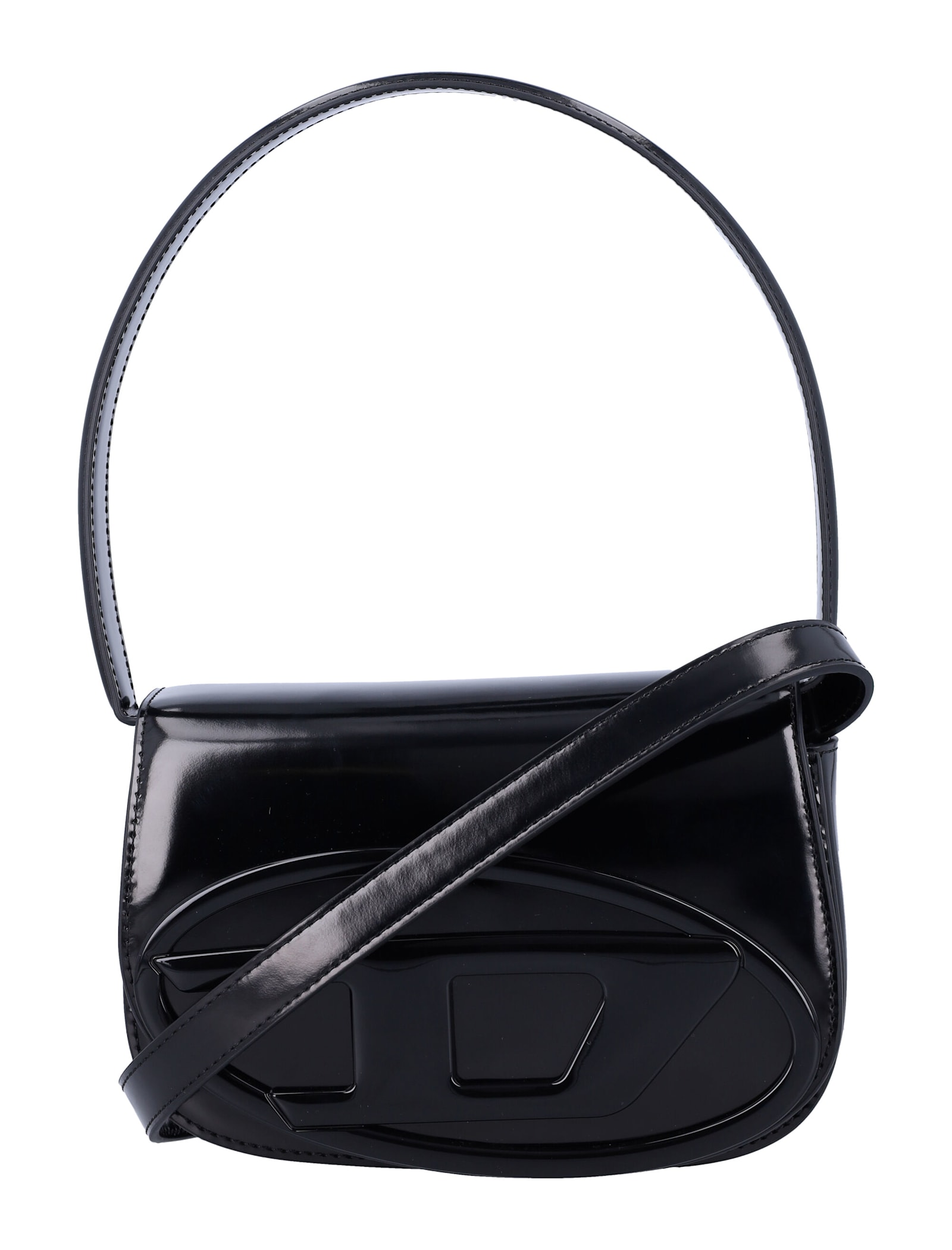 Diesel 1dr Mirror Leather Shoulder Bag In Black
