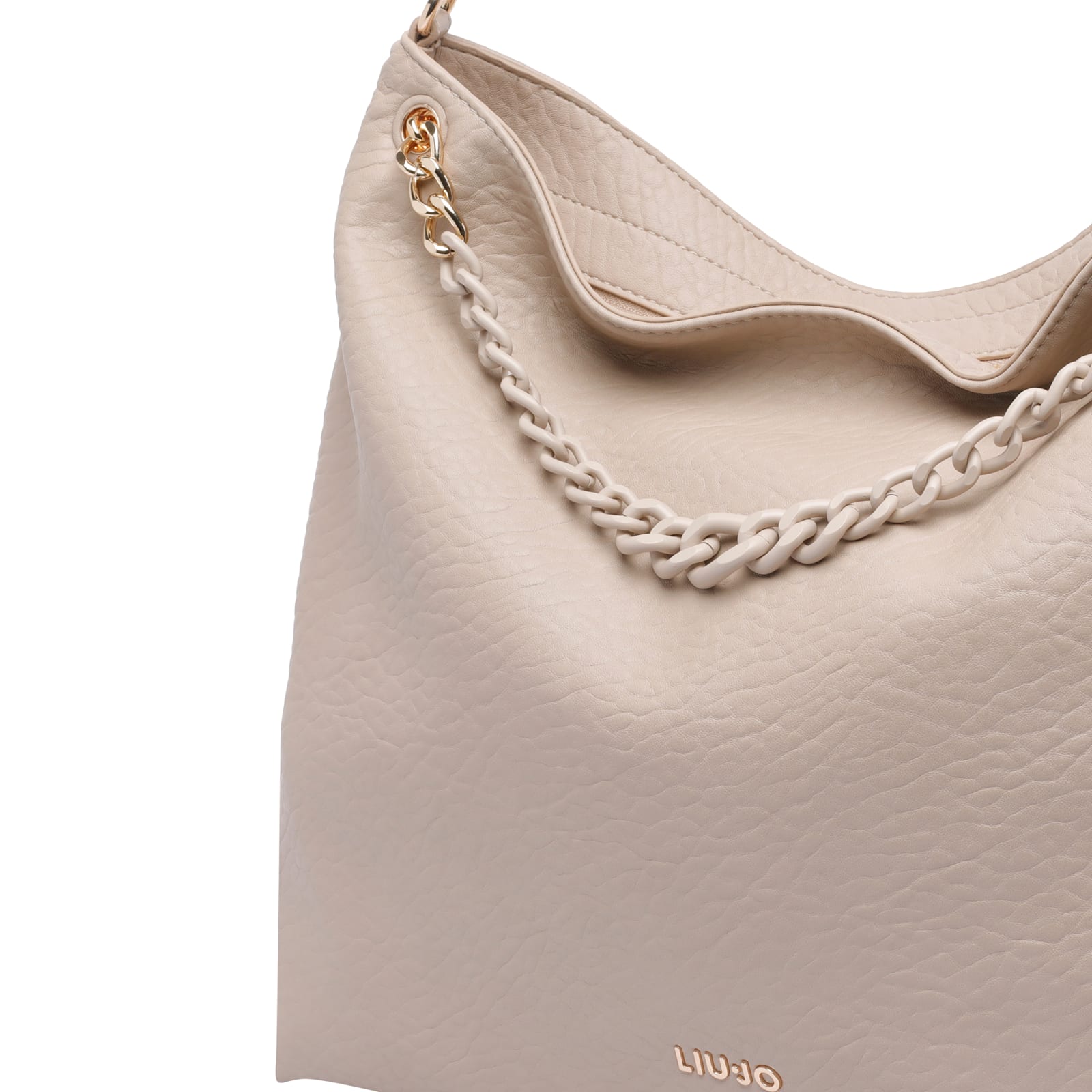 Liu •jo Medium Logo Hobo Bag In Sand