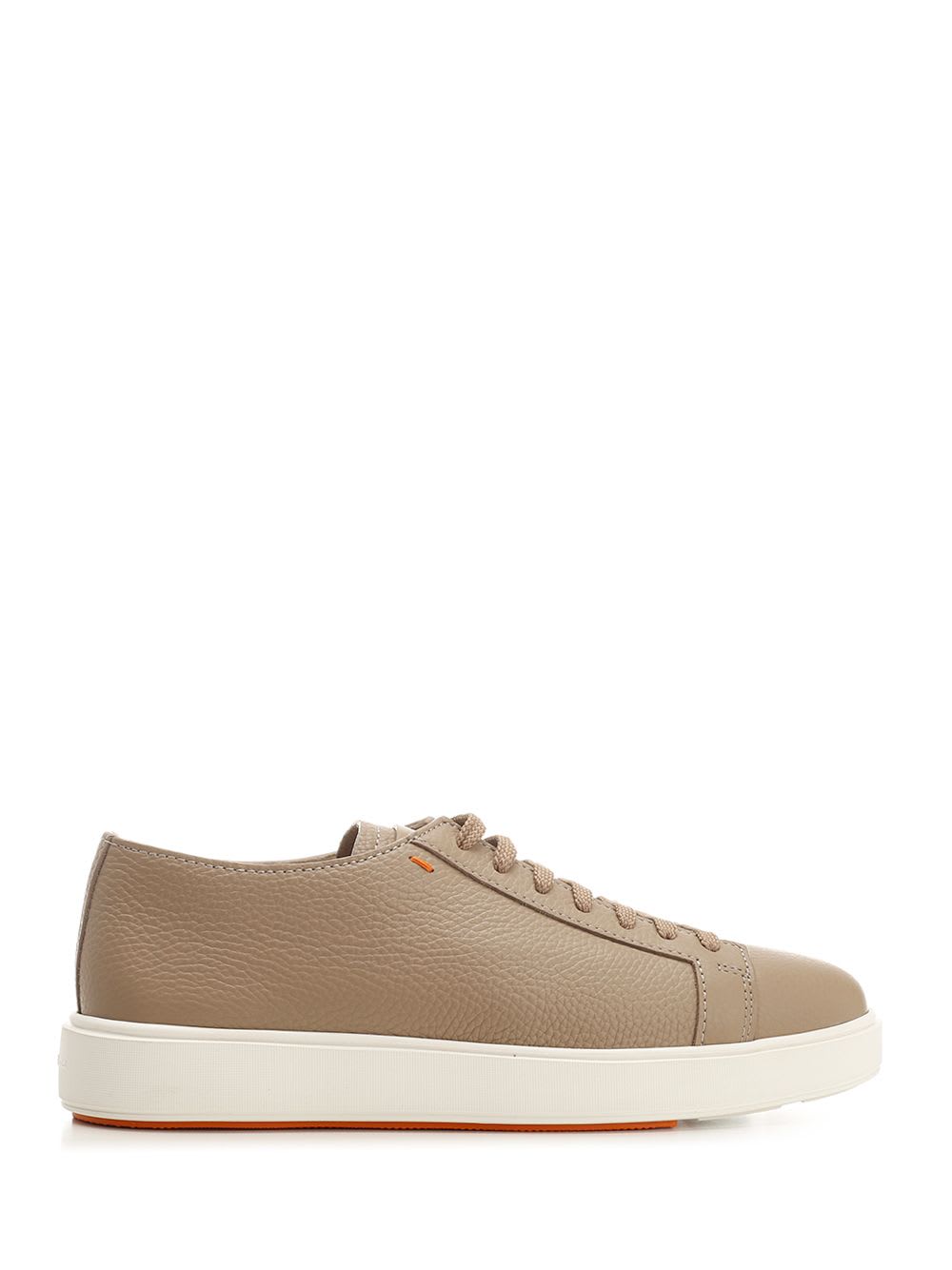 Shop Santoni Smooth Leather Sneakers In Beige