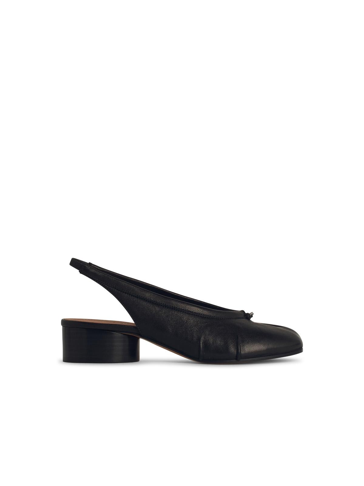 tabi Black Leather Ballet Flats