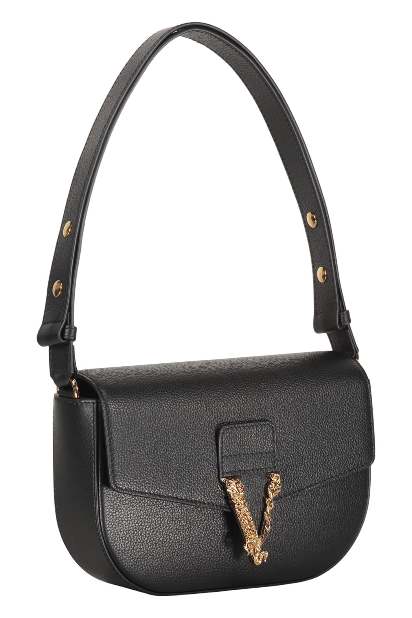 Versace Leather Shoulder Bag In Black