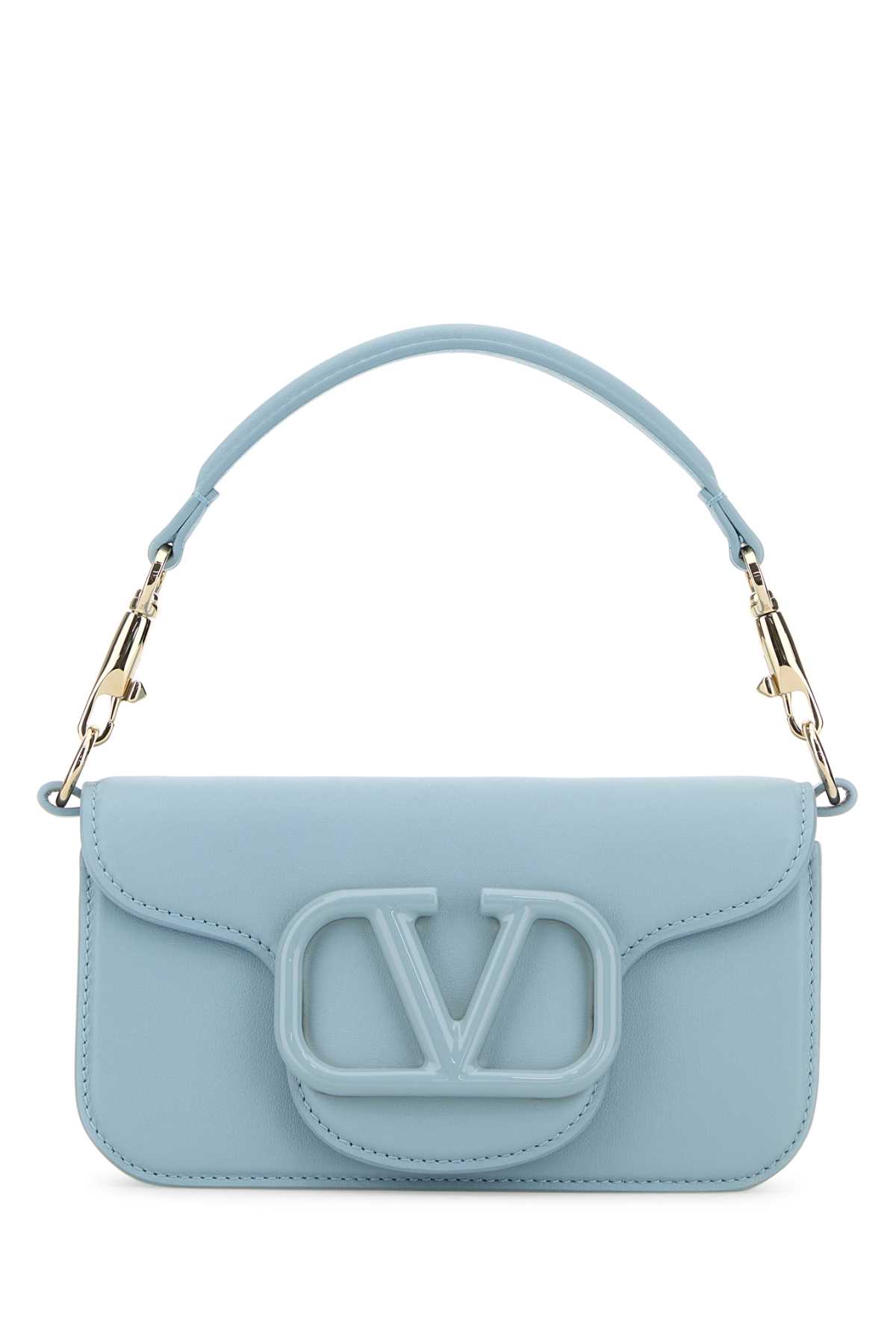 Shop Valentino Light Blue Leather Locã² Handbag In Bluporcellana