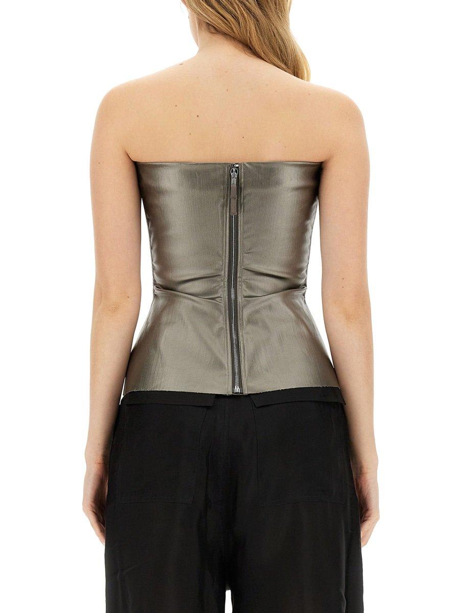 Shop Rick Owens Strapless Bustier Top In Grigio