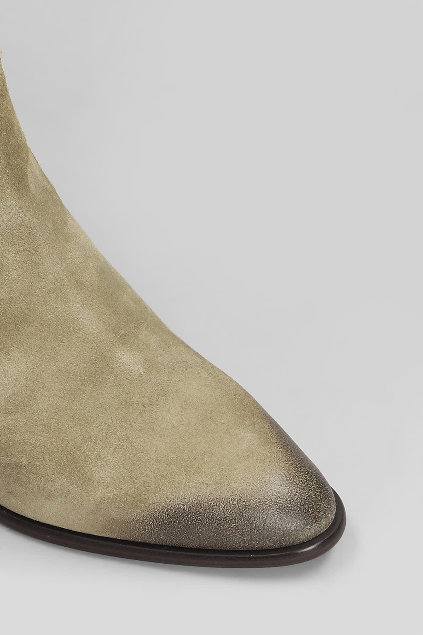 Ash Fame Texan Ankle Boots In Khaki Suede In Beige