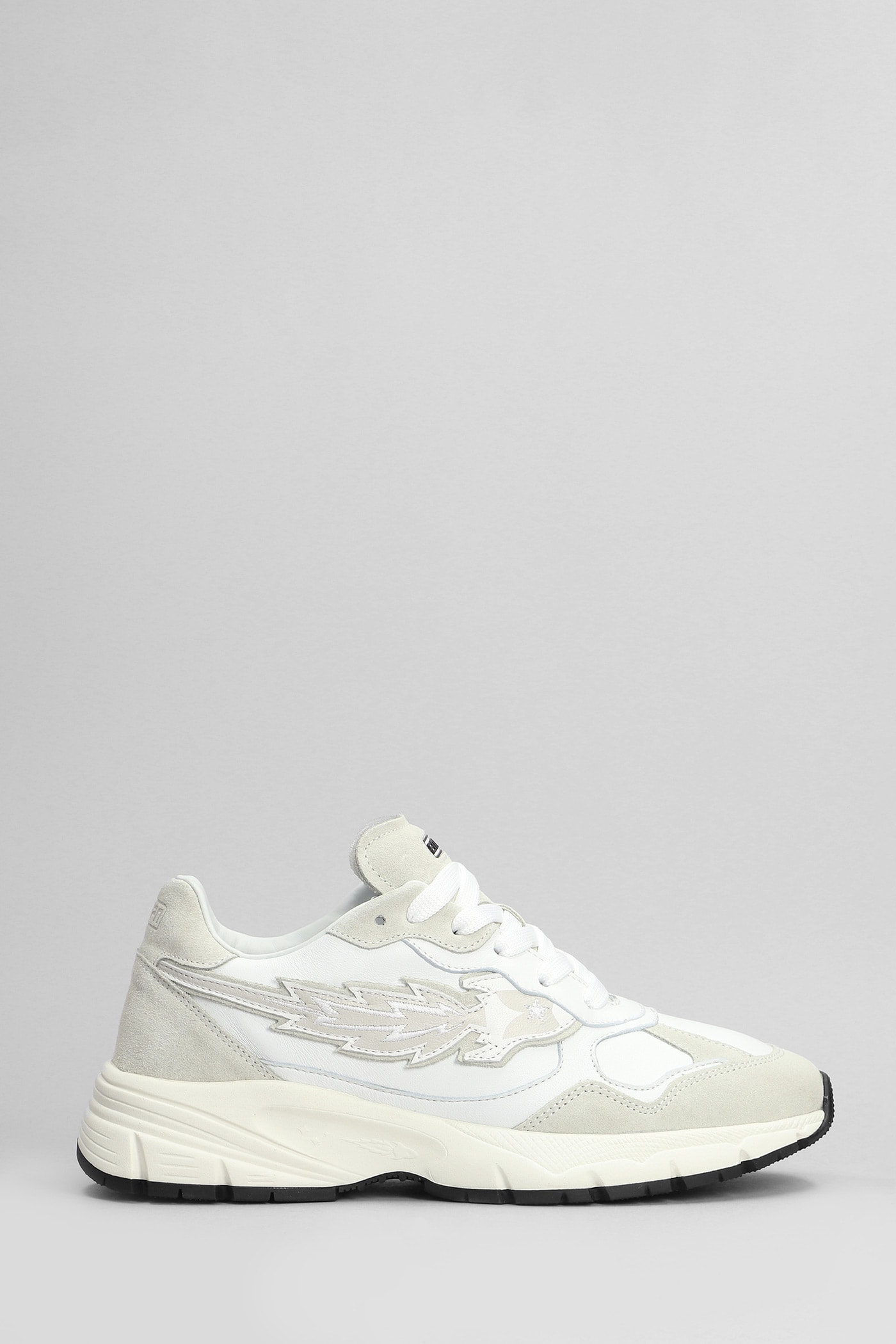 Running Sneakers In White Suede And Leather