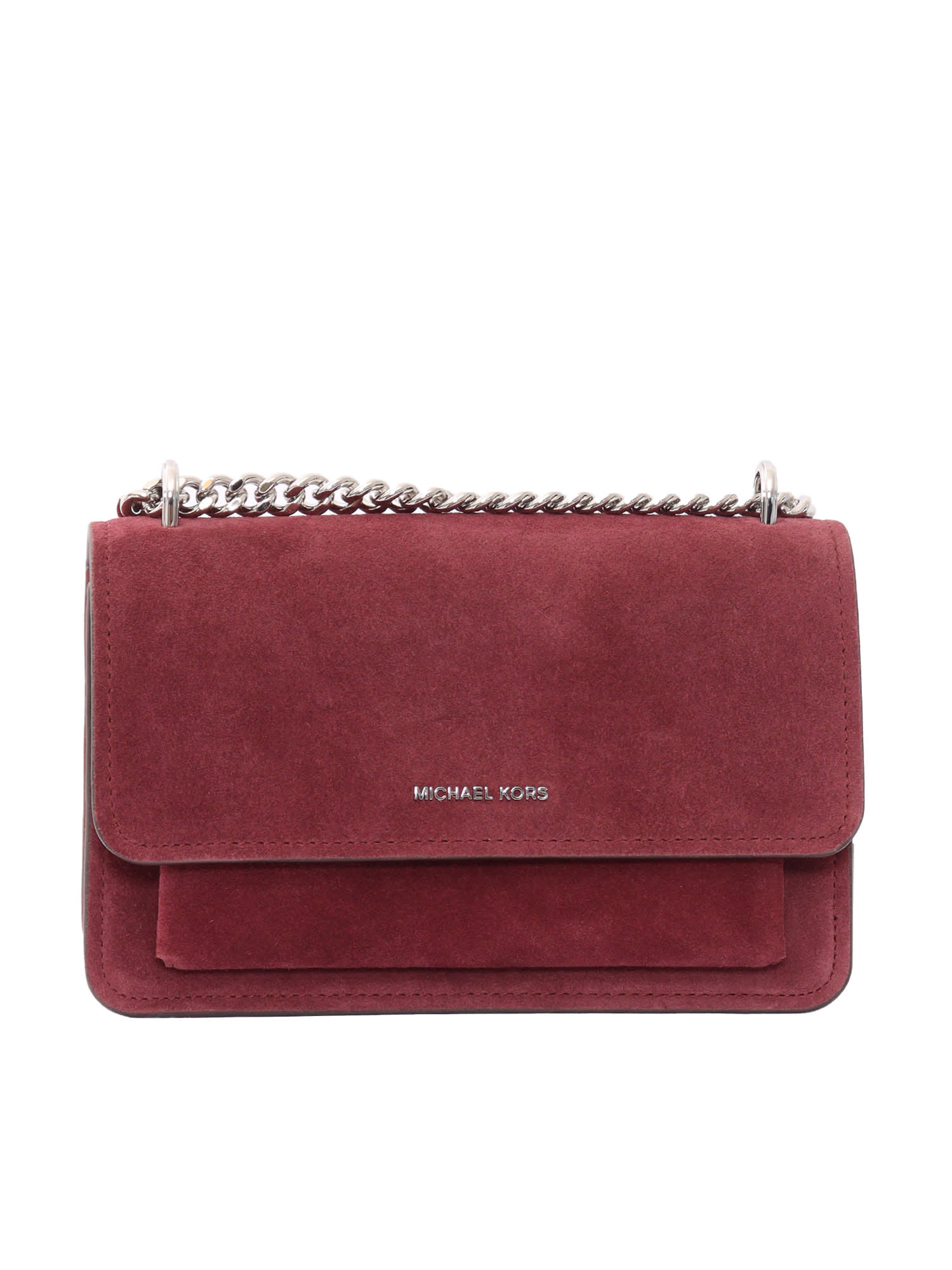 Michael Kors Suede Shoulder Bag Chain Strap In Red