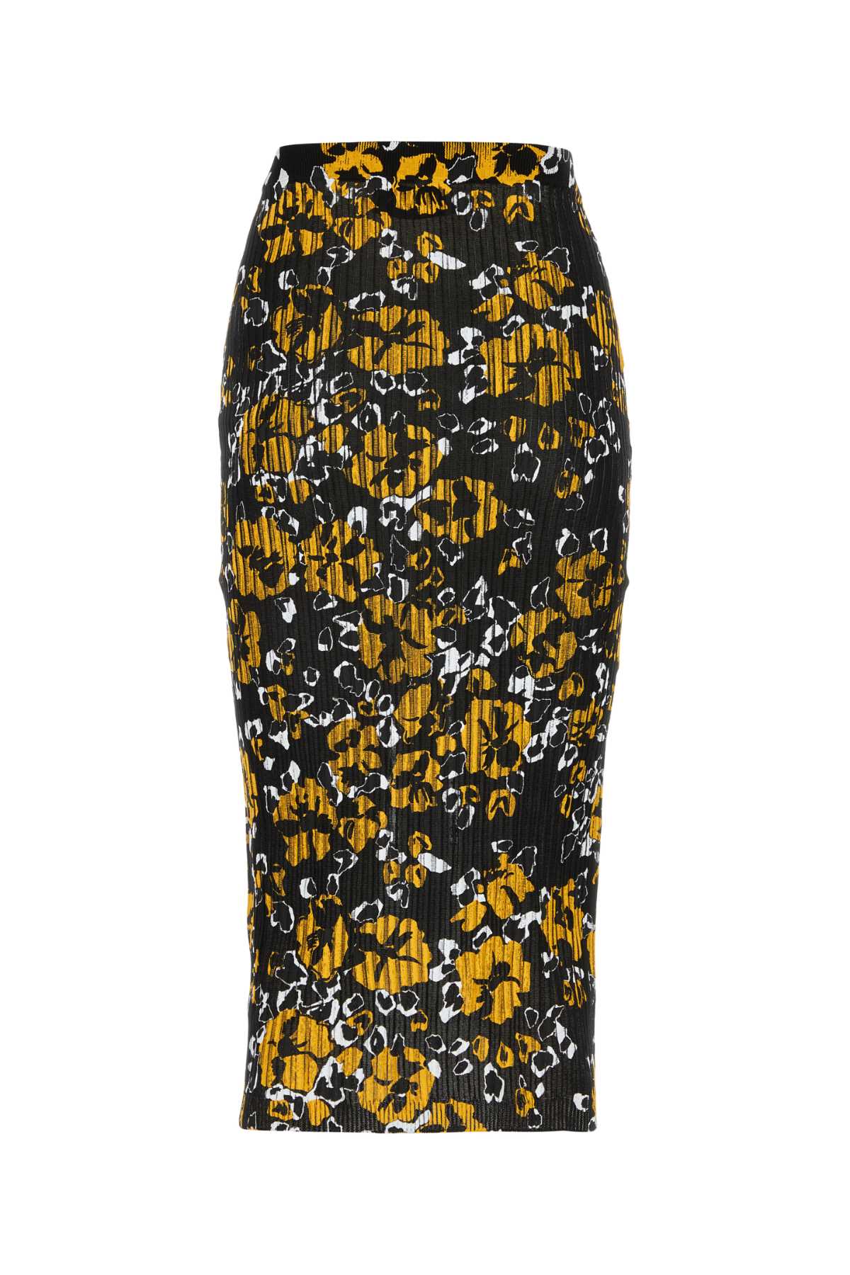 Lanvin Printed Silk Blend Skirt In Blackmulticolour