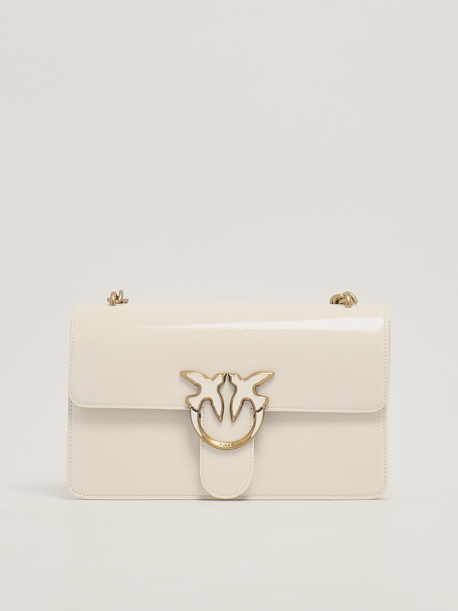 Shop Pinko Love One Classic Light Clutch In Bianco