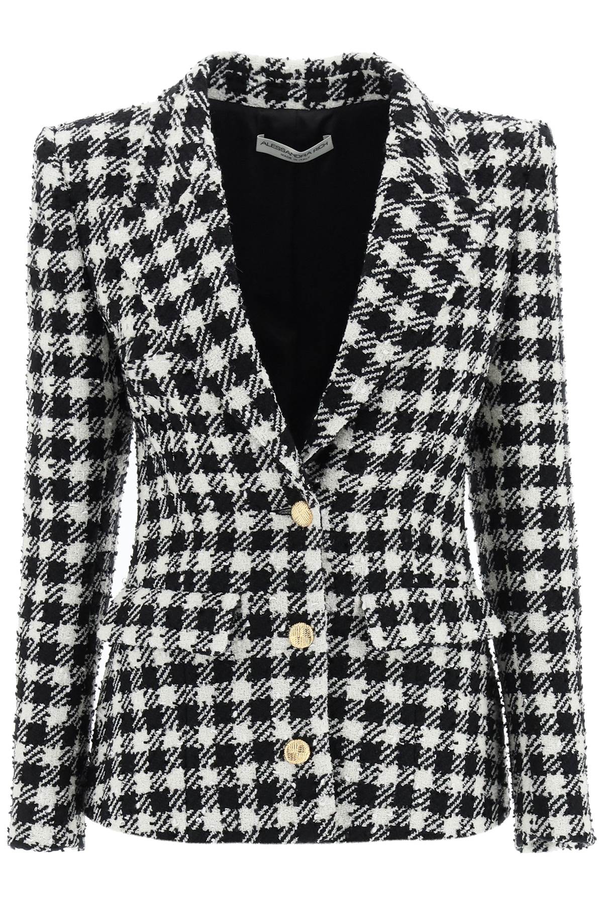Alessandra Rich Gingham Virgin Wool Blend Tweed Jacket