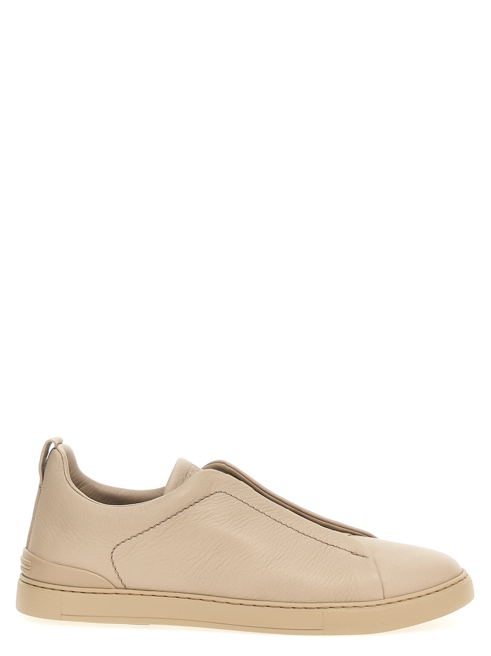 Shop Zegna Triple Stitch Sneakers In Beige