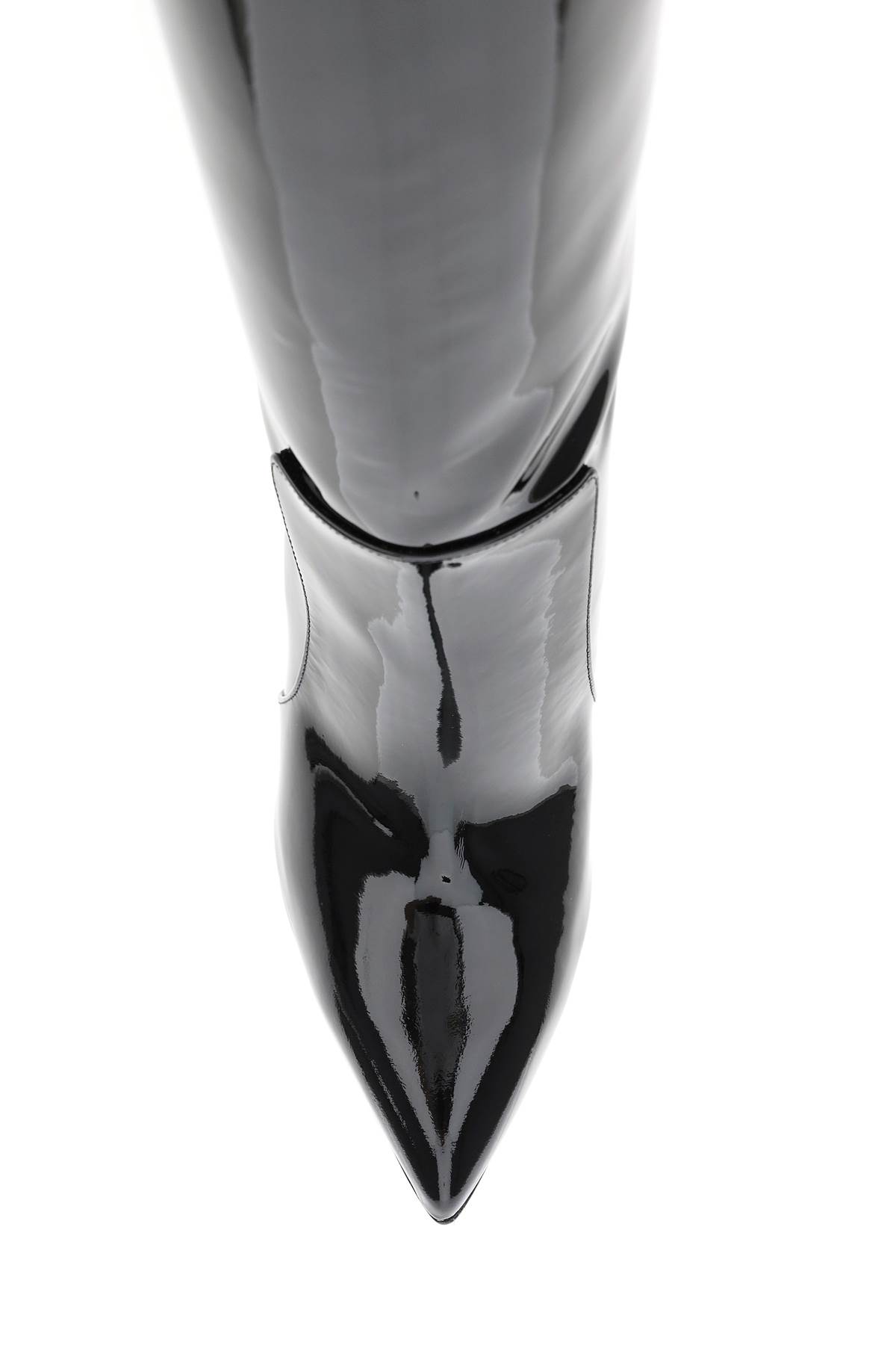 Shop Paris Texas Patent Leather Stiletto Boots In Black