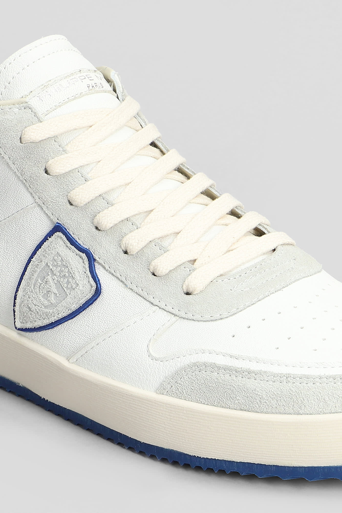 Shop Philippe Model Nice Mid Sneakers In White Suede And Leather