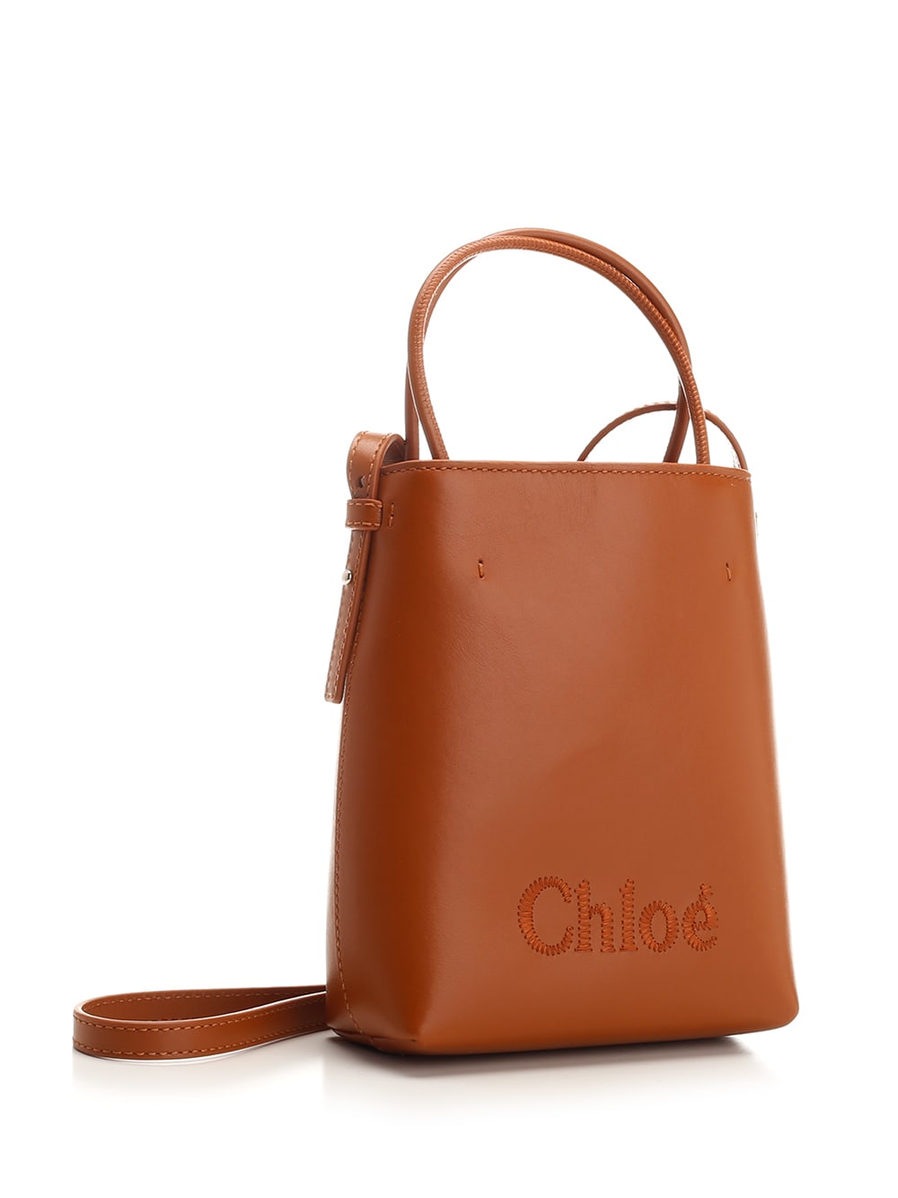 Shop Chloé Micro Sense Bucket Bag In Brown