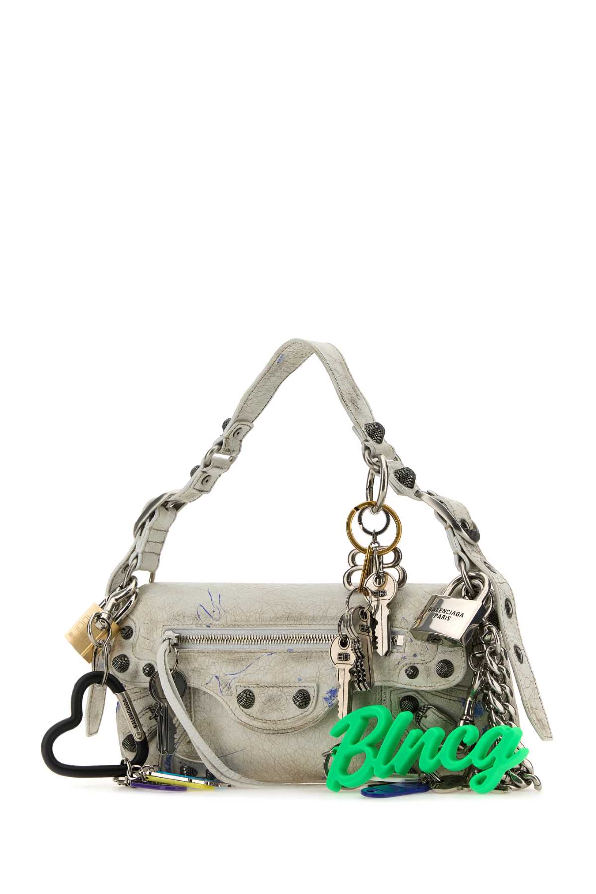 Shop Balenciaga White Leather Small Le Cagole Shoulder Bag In Opticwhite