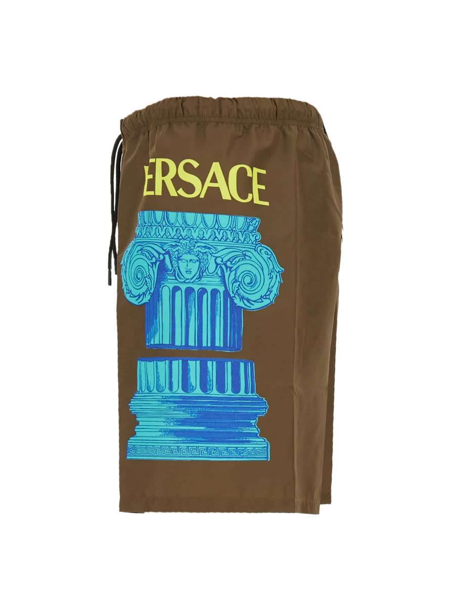 Shop Versace Costume With Logo In Brown