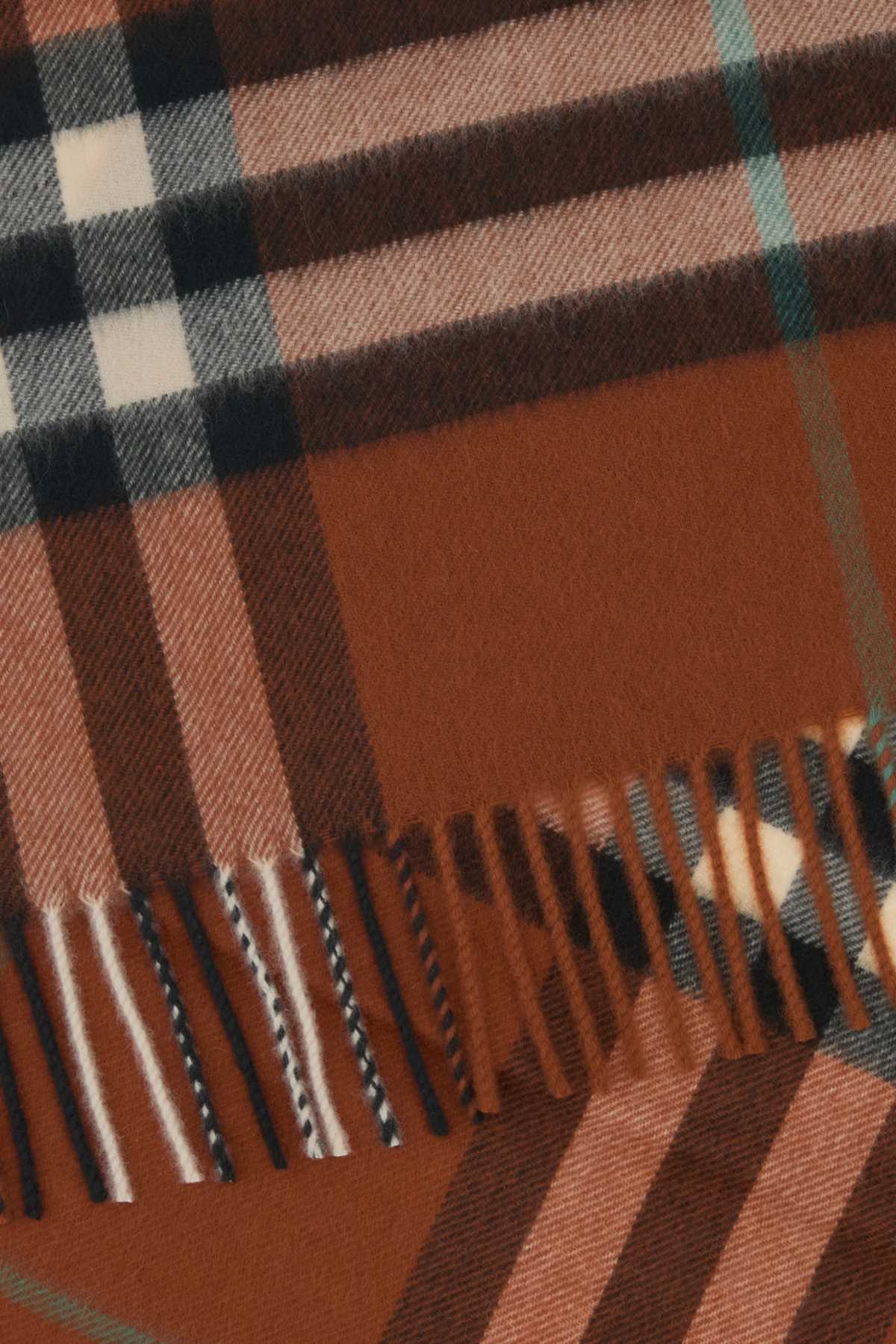 Burberry Cashmere Scarf With Embroidered Fringed Edges In Brown