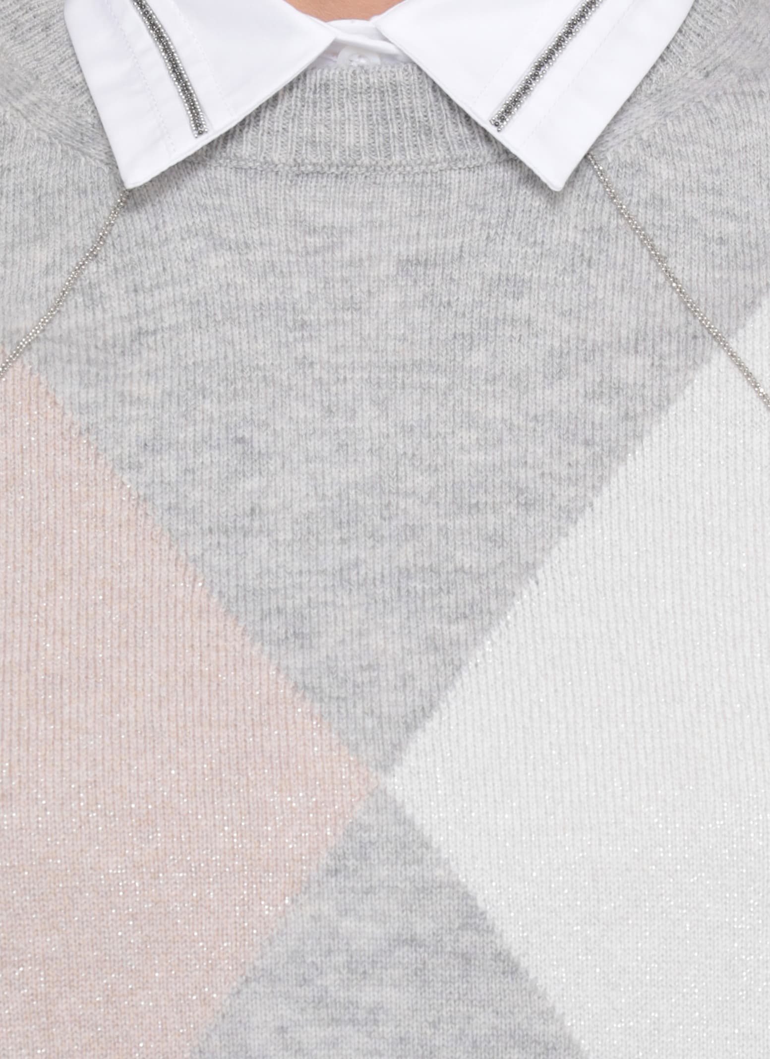 Peserico Argyle Pattern Wool And Silk Top In Gray