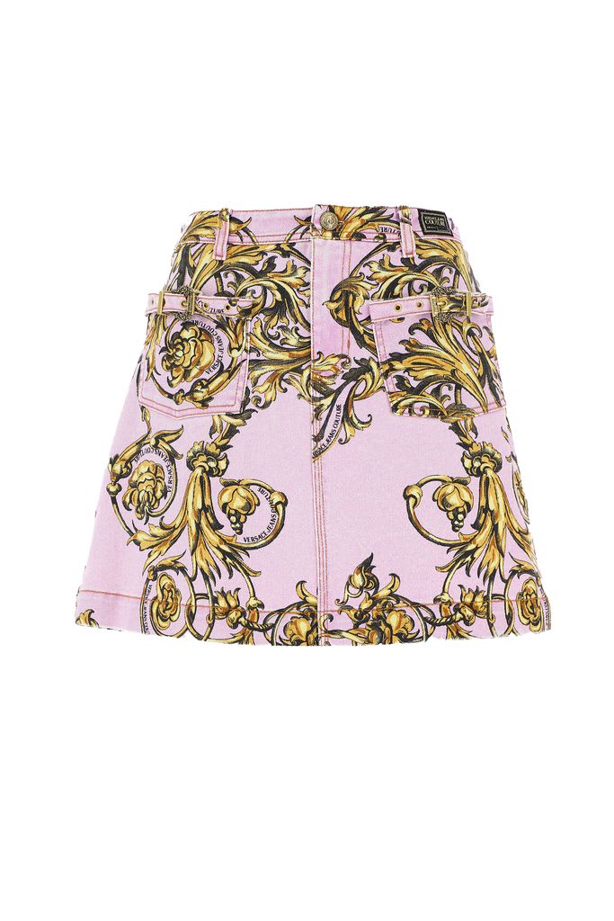 Versace Jeans Couture Skirt 72dp852 Icon Buckle Bull Str Gall Priint Garland