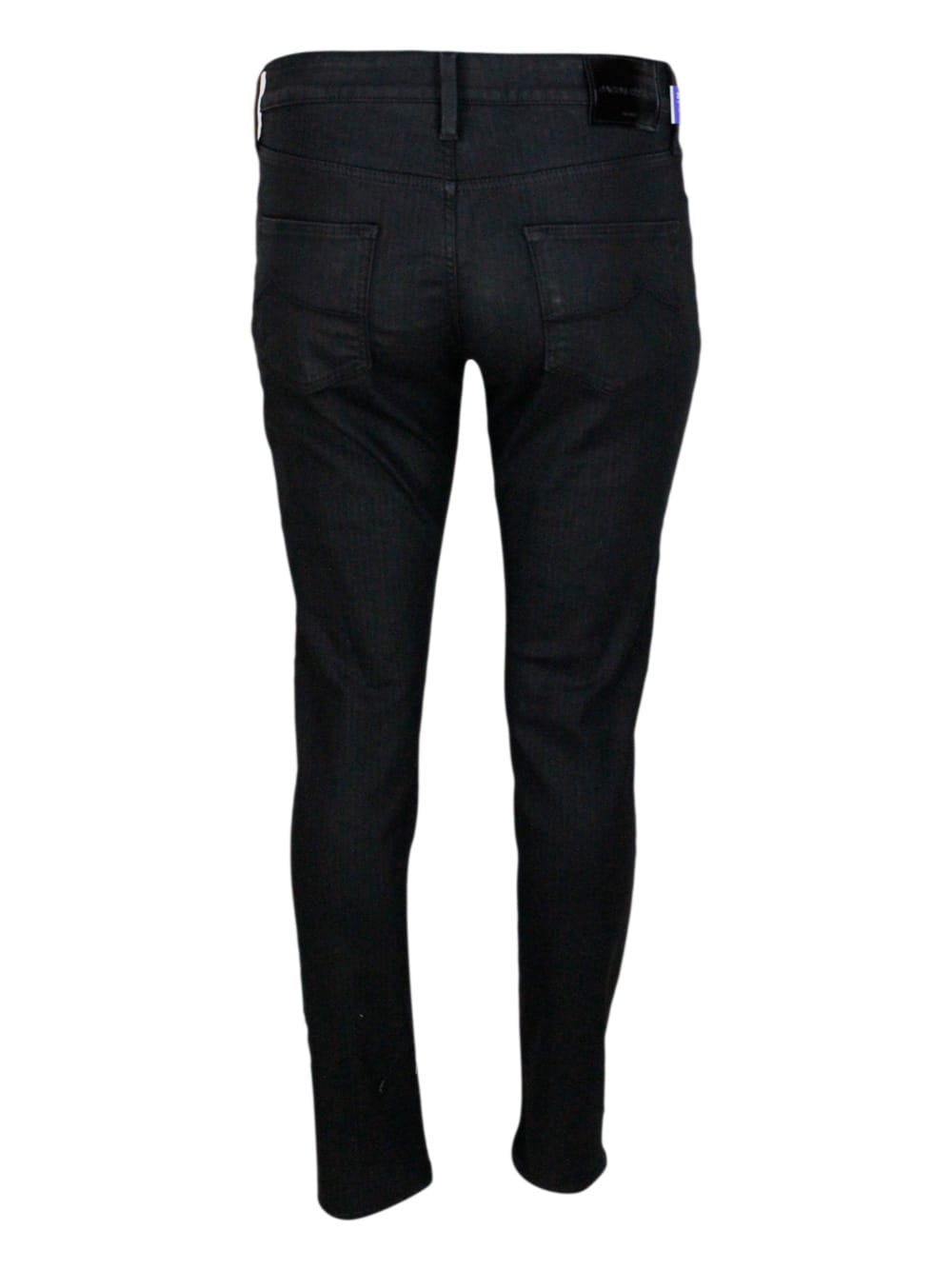 Jacob Cohen Leather Hand Coated 5 Pocket Trousers Kimberly Skynny Regular Waist Regular Waist In Soft Stretch Fa In Black