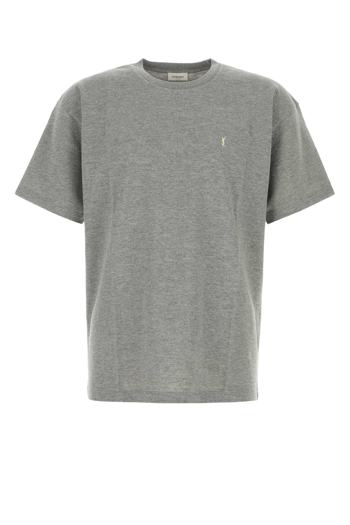 Saint Laurent Grey Piquet T-shirt In Gray