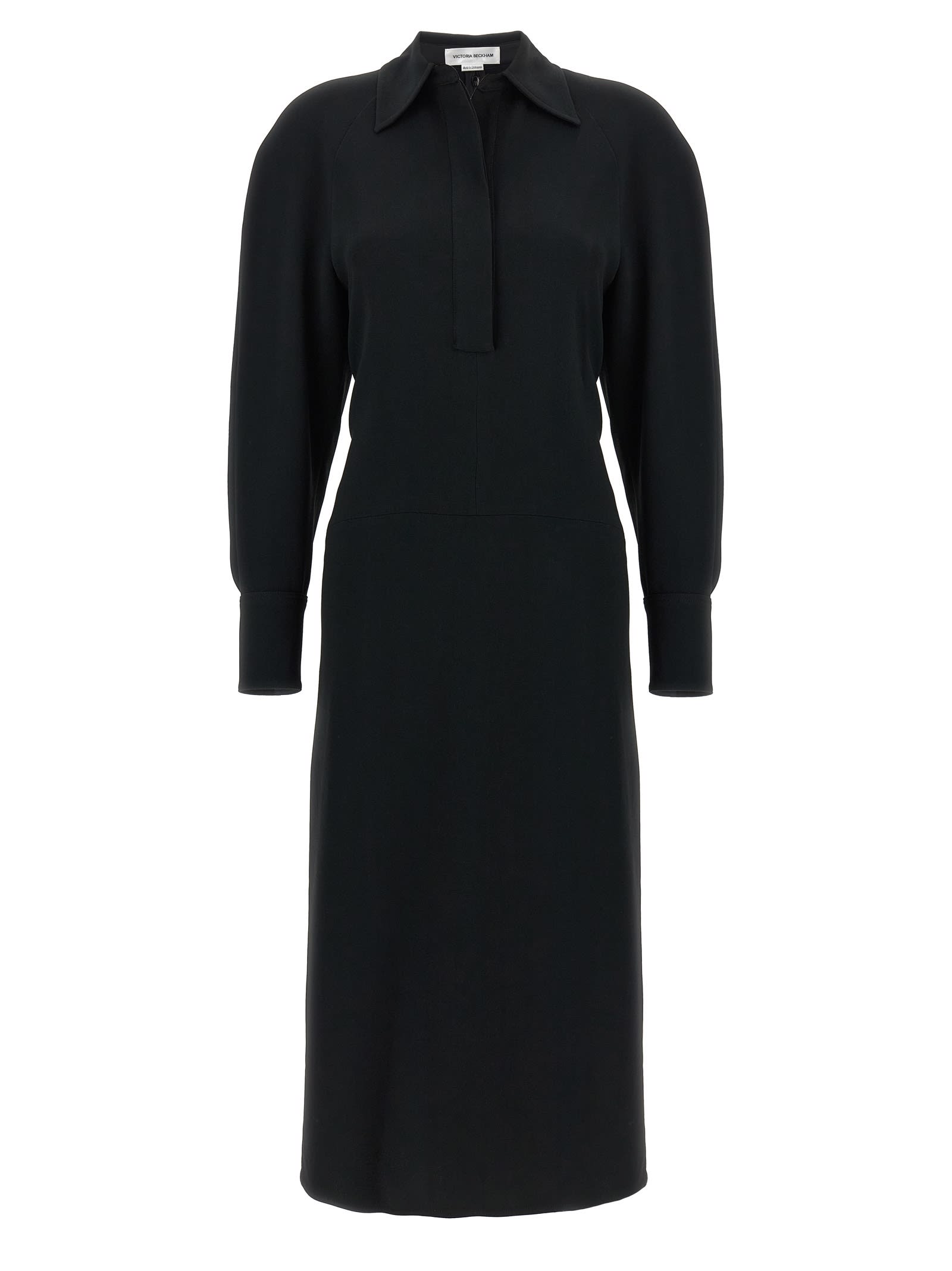 Victoria Beckham long Sleeve Polo Collar Midi Dress