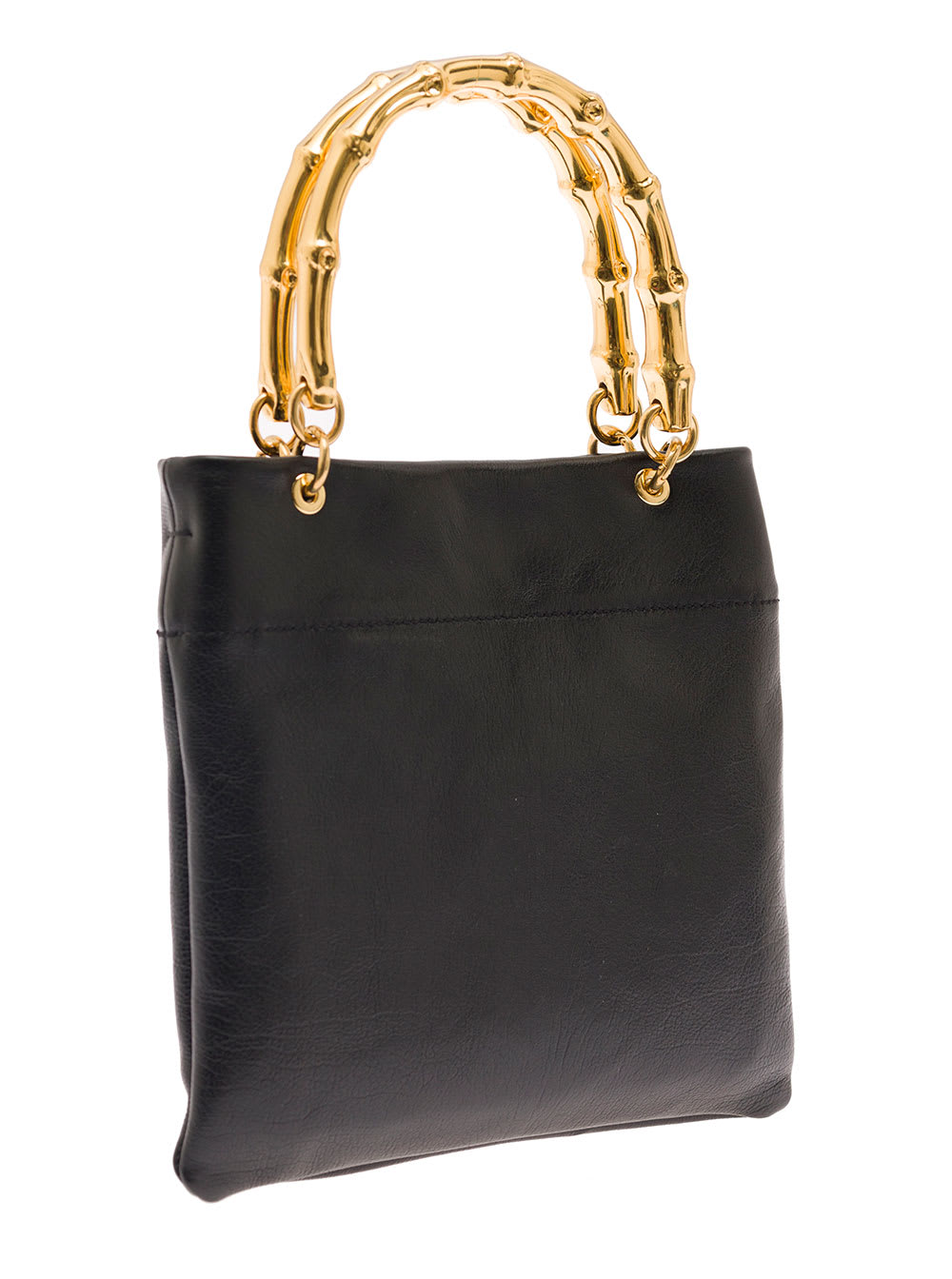 Shop Jil Sander Blacktote Bag With Bamboo Handles In Leather Woman