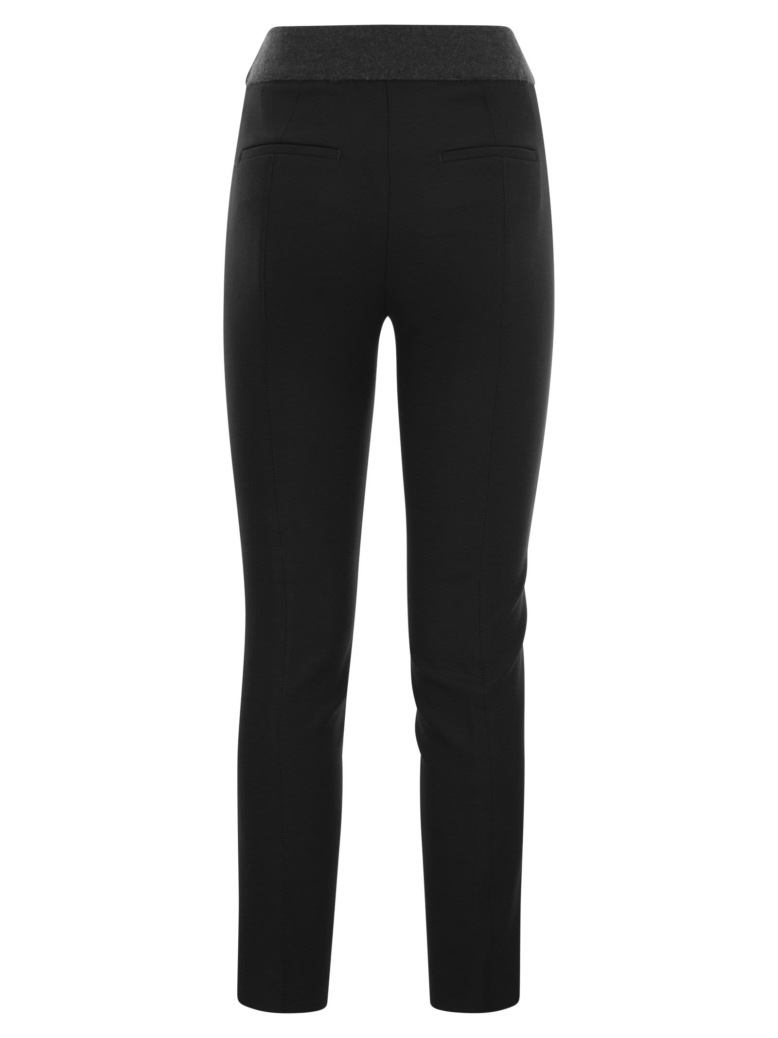 Peserico Stretch Gabardine Cigarette Trousers In Black