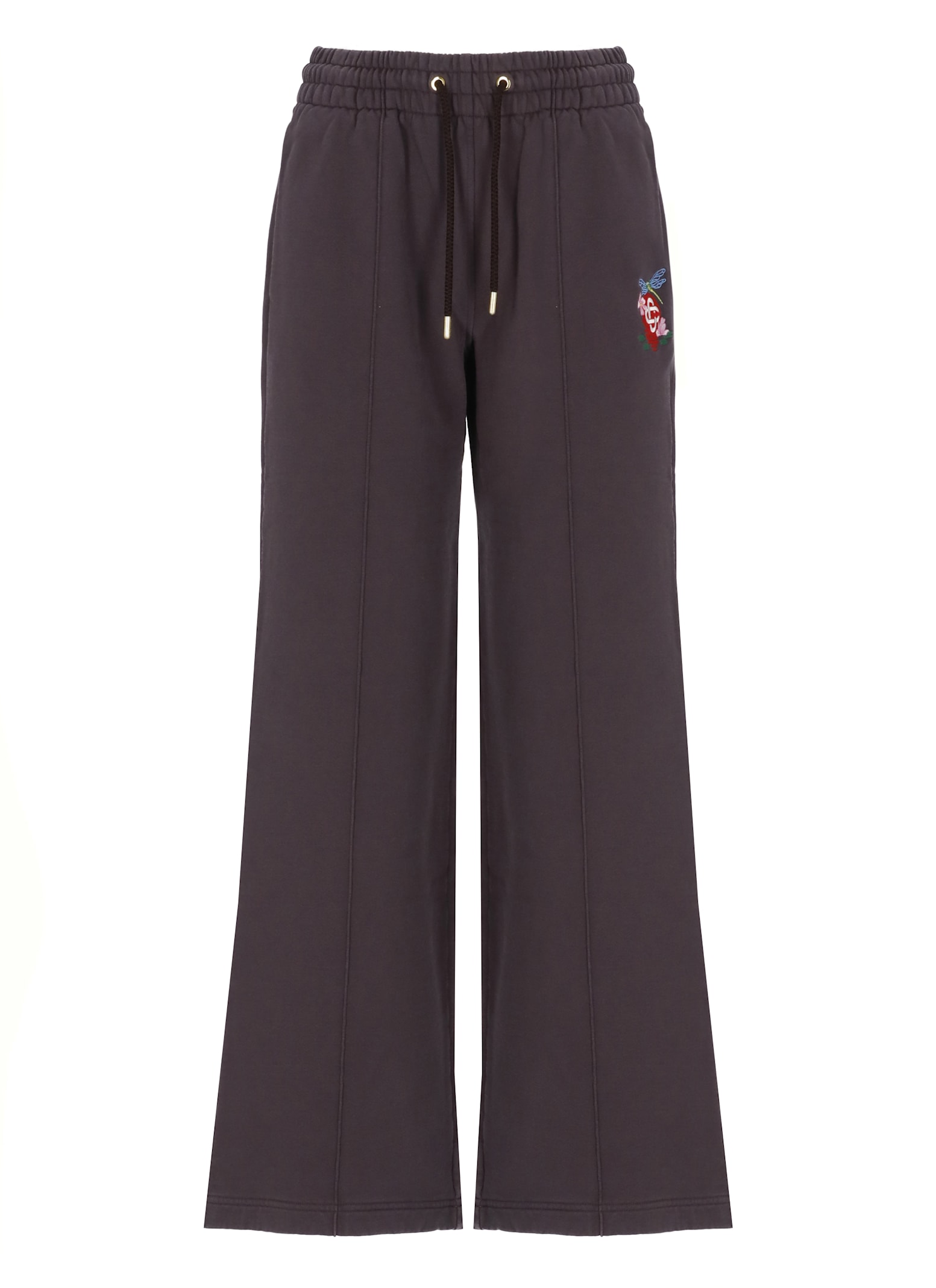 Casablanca Dragonfly Floral Embroidery Jogging Pants In Purple