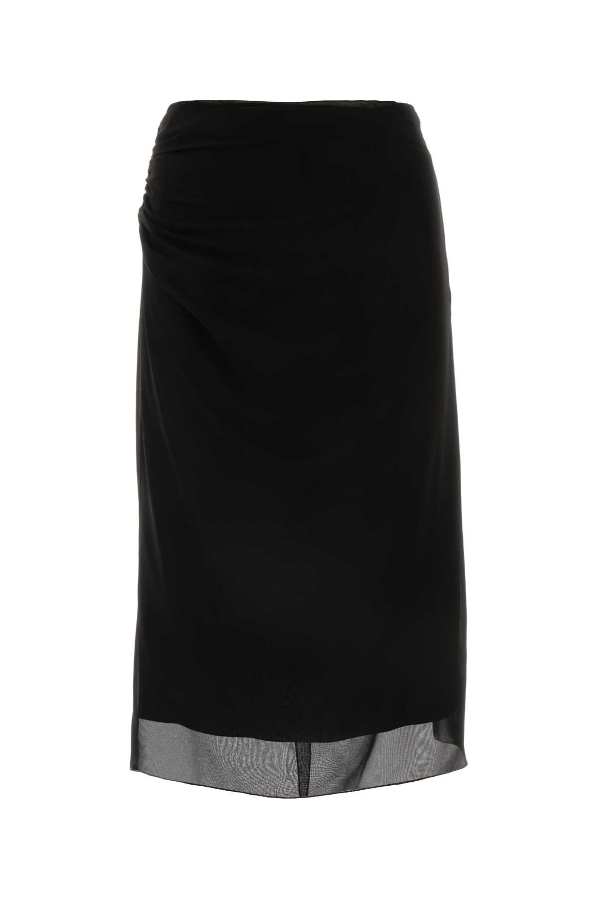 Shop Prada Black Georgette Skirt In Nero