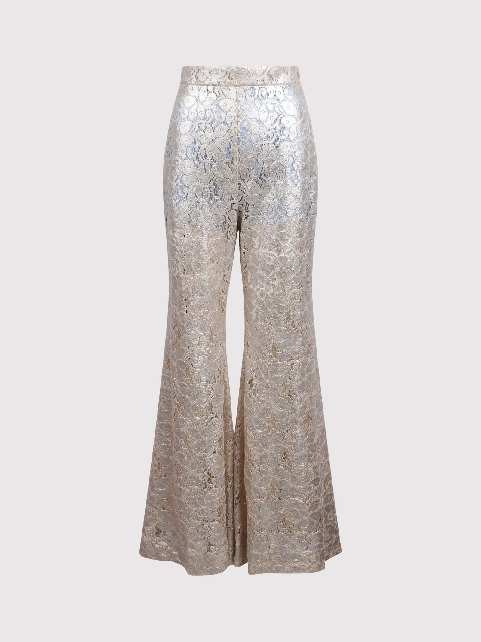 Nina Ricci Long-length Flared Trousers In Metallic