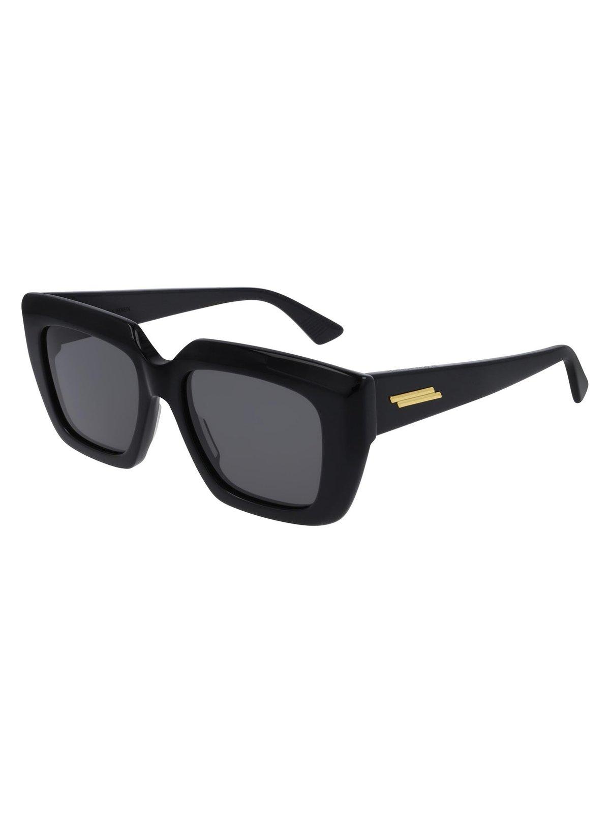 Shop Bottega Veneta Square Frame Sunglasses In 001 Black Black Grey